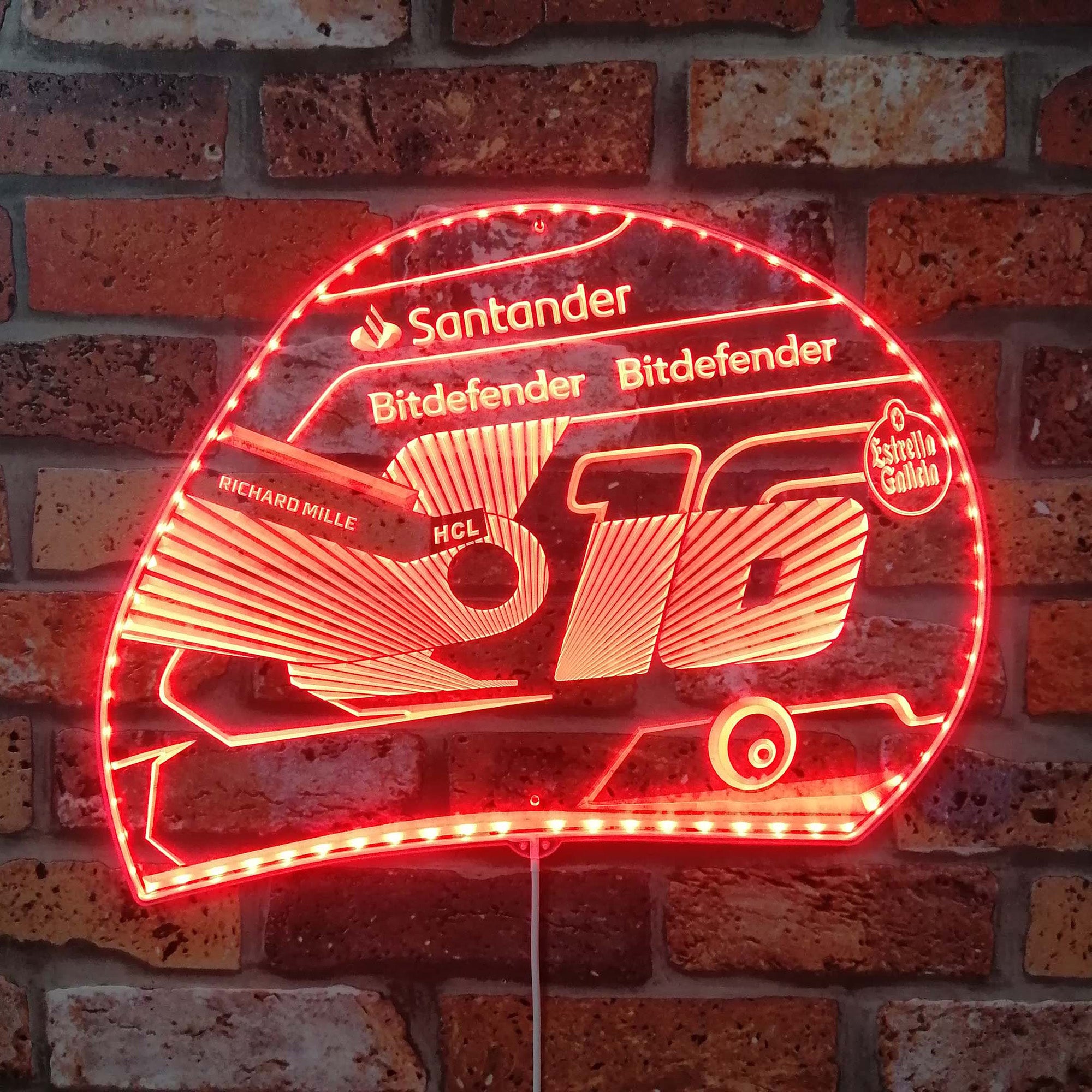 Charles Leclerc F1 Helmet Dynamic RGB Edge Lit LED Sign