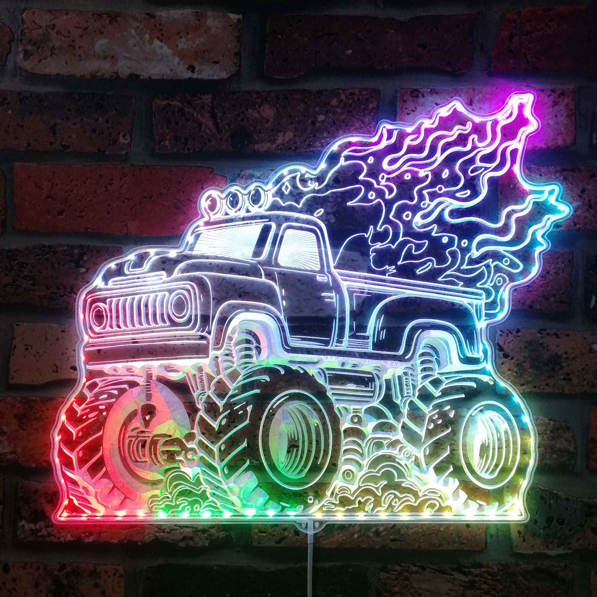 Monster Jam Truck Dynamic RGB Edge Lit LED Sign