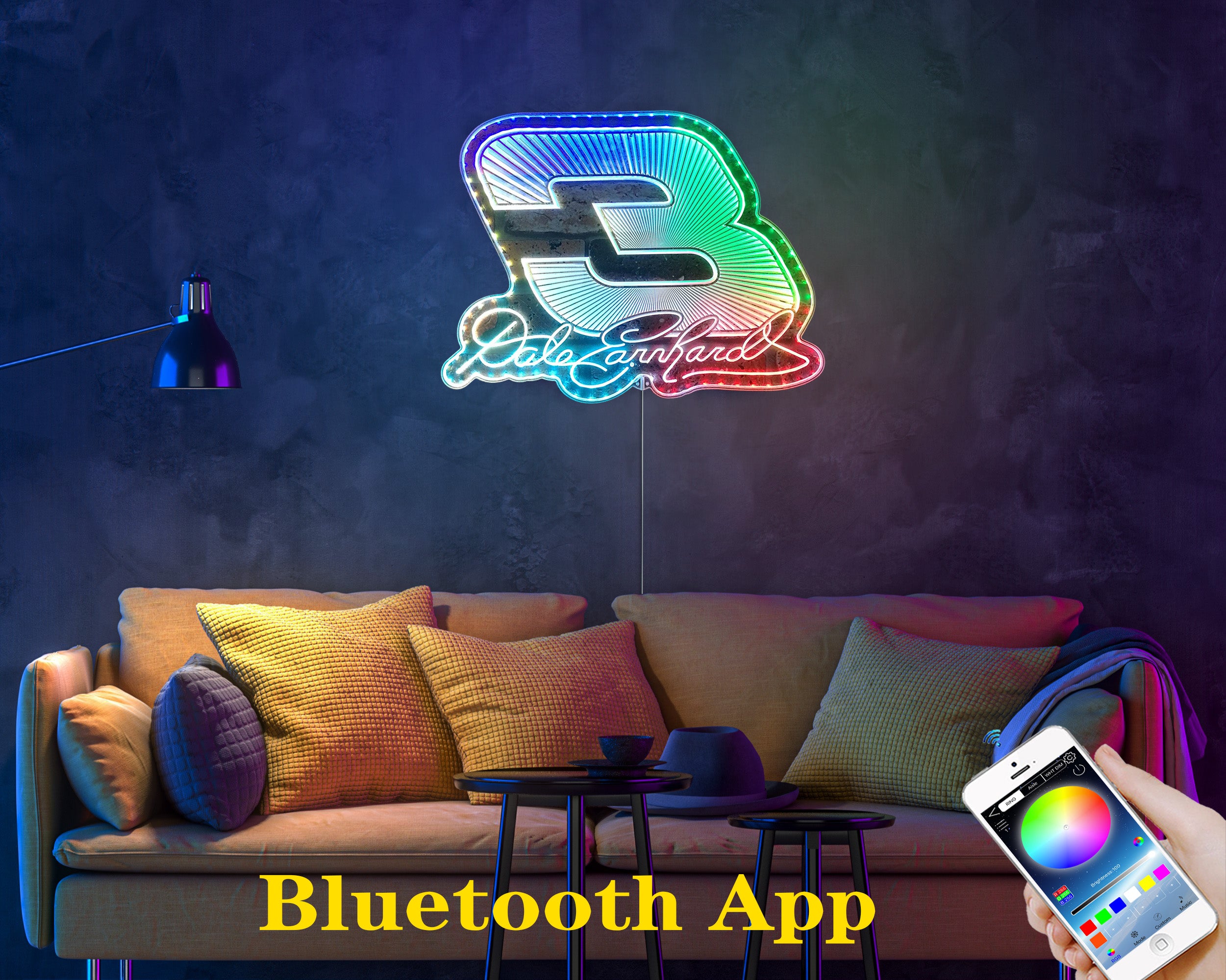 Dale Earnhardt Neon Neon LED Sign with Dynamic RGB Colors