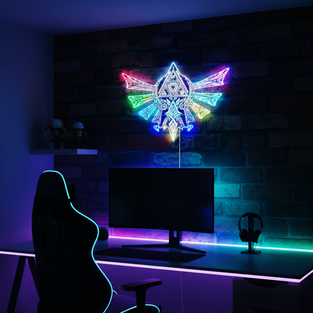 Legend of Zelda Triforce Neon LED Sign with Dynamic RGB Colors