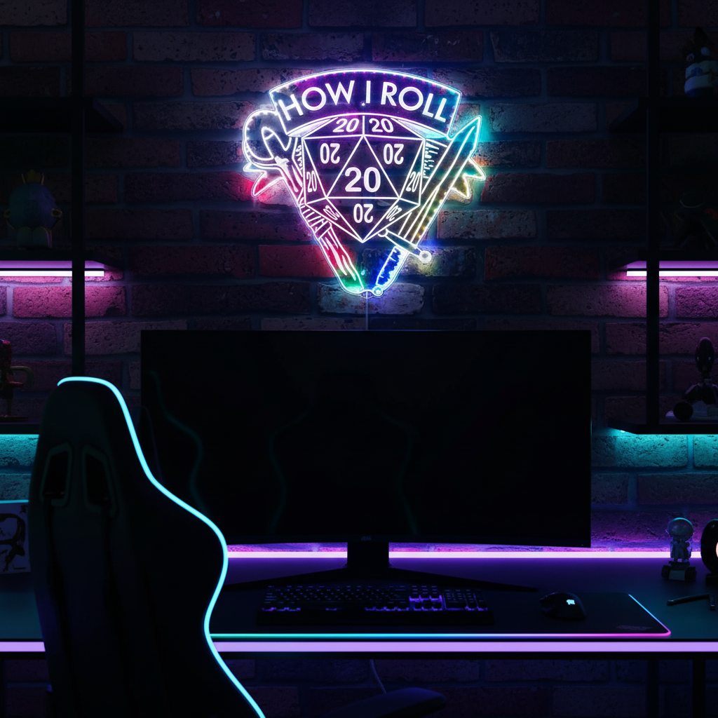 How I Roll Dungeons & Dragons Neon LED Sign with Dynamic RGB Colors
