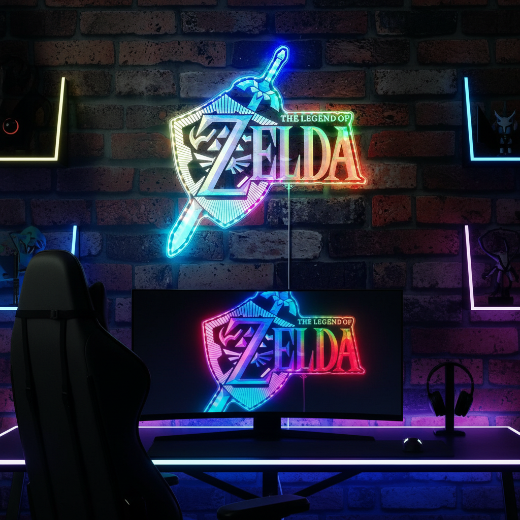 Legend of Zelda Neon LED Sign with Dynamic RGB Colors
