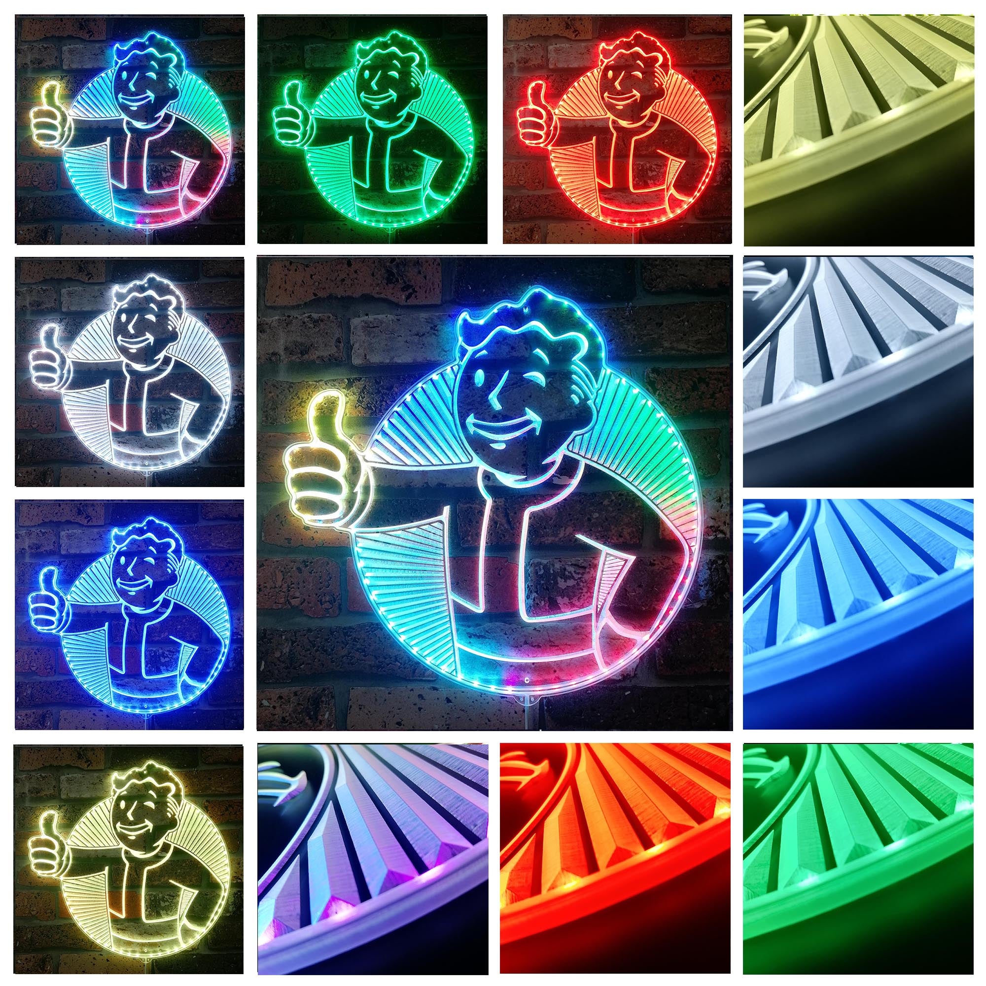 Vault Boy Fallout Dynamic RGB Edge Lit LED Sign