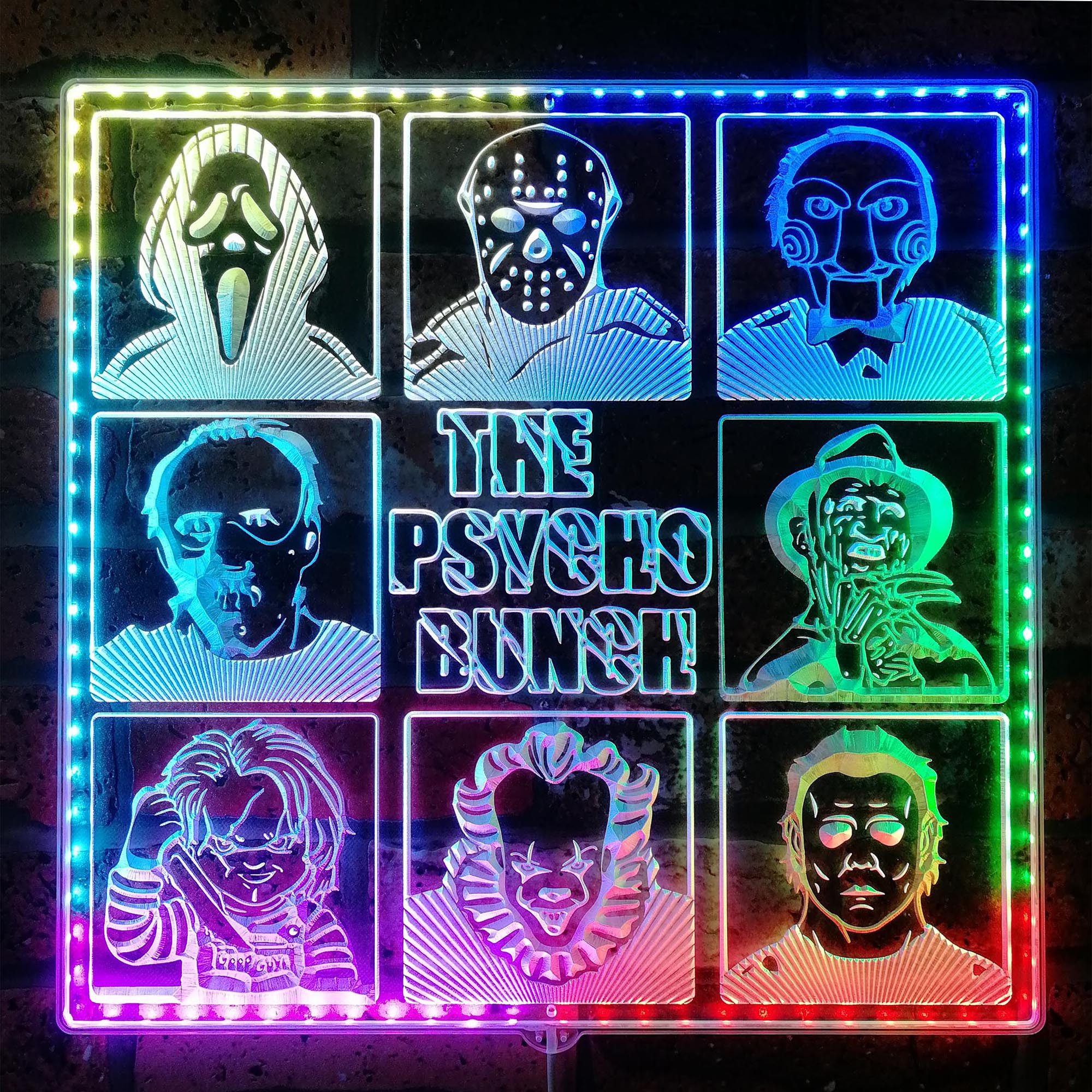 The Psycho Bunch Dynamic RGB Edge Lit LED Sign