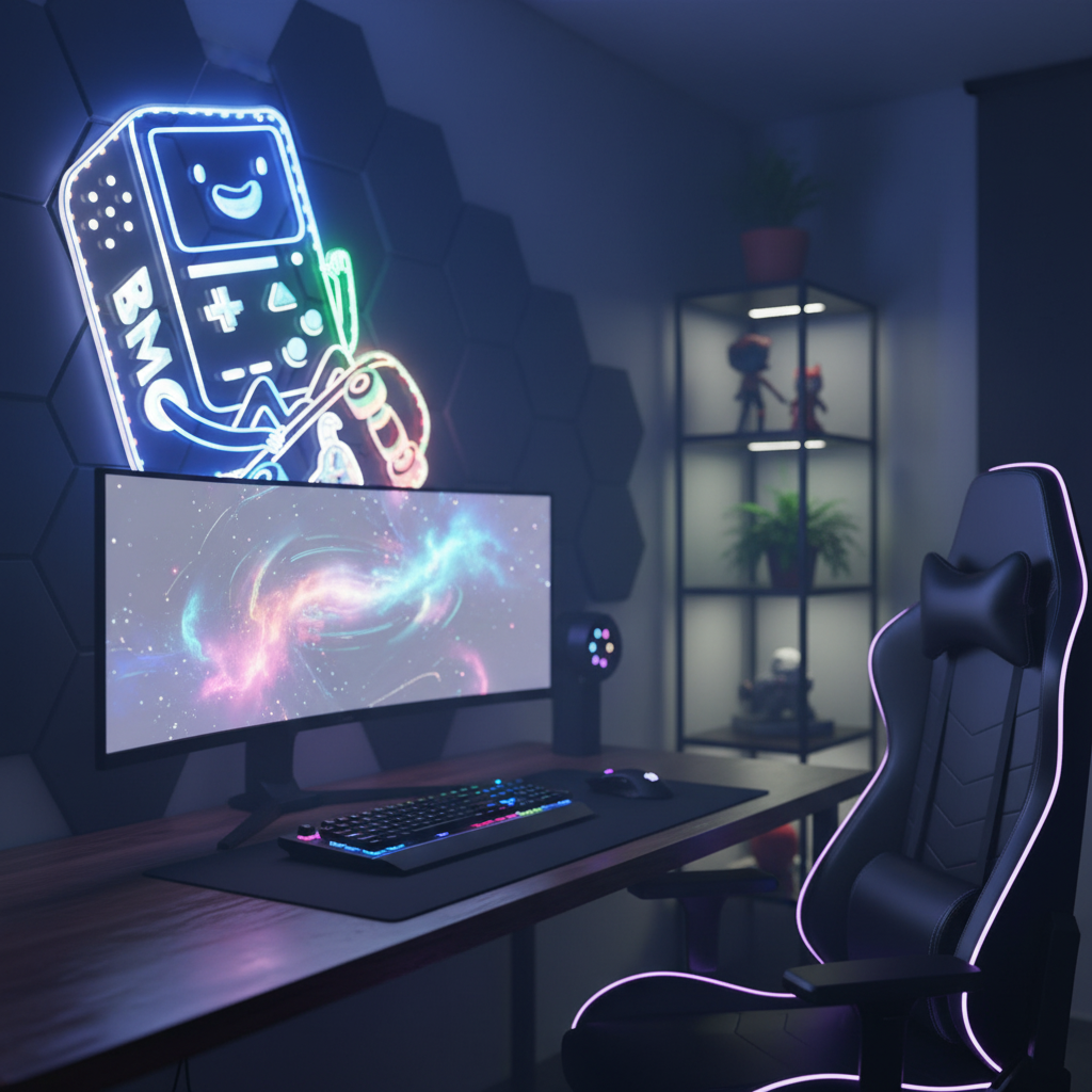 Adventure Time BMO Robot Neon LED Sign with Dynamic RGB Colors