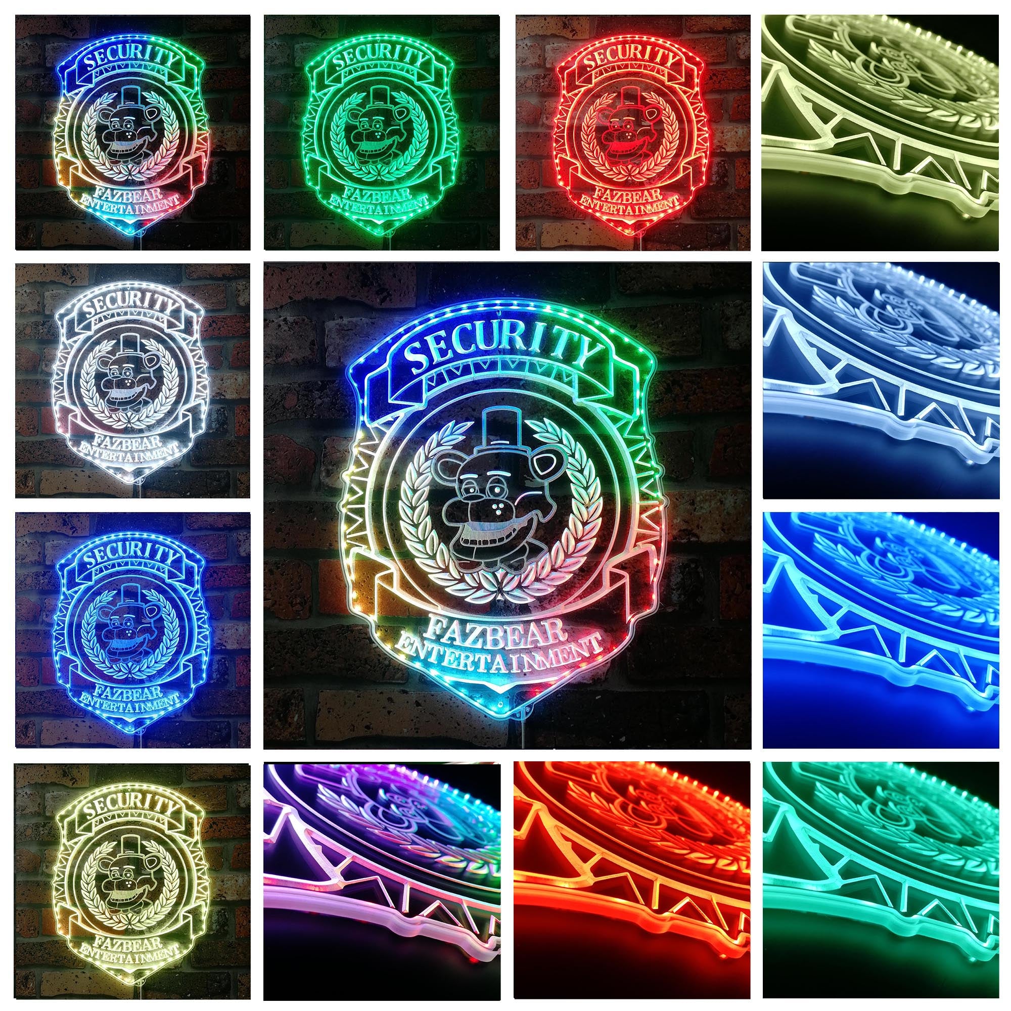 Five Nights At Freddy's Security Badge Dynamic RGB Edge Lit LED Sign