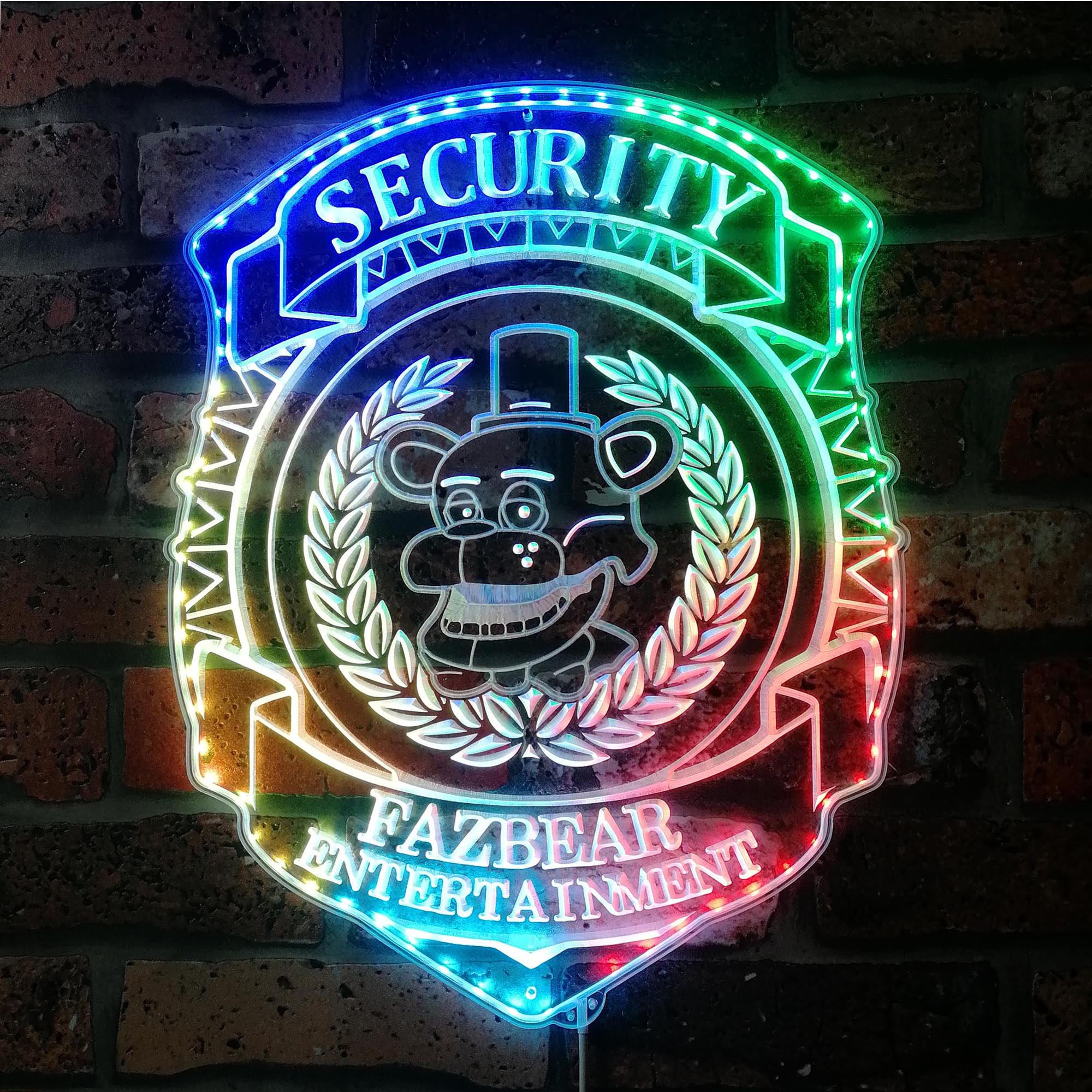 Five Nights At Freddy's Security Badge Dynamic RGB Edge Lit LED Sign