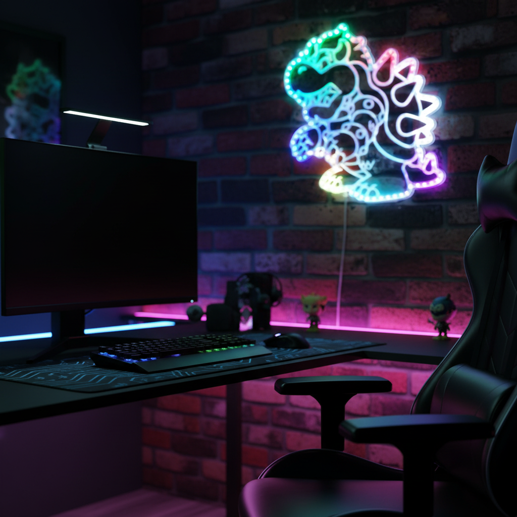 Super Mario Bowser Dynamic RGB Neon Edge Lit LED Sign