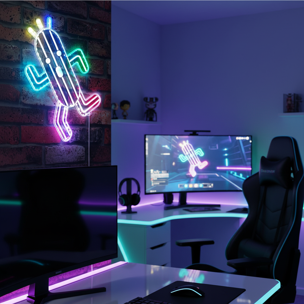 Final Fantasy Cactuar Dynamic RGB Edge Lit LED Sign | PROLEDSIGN