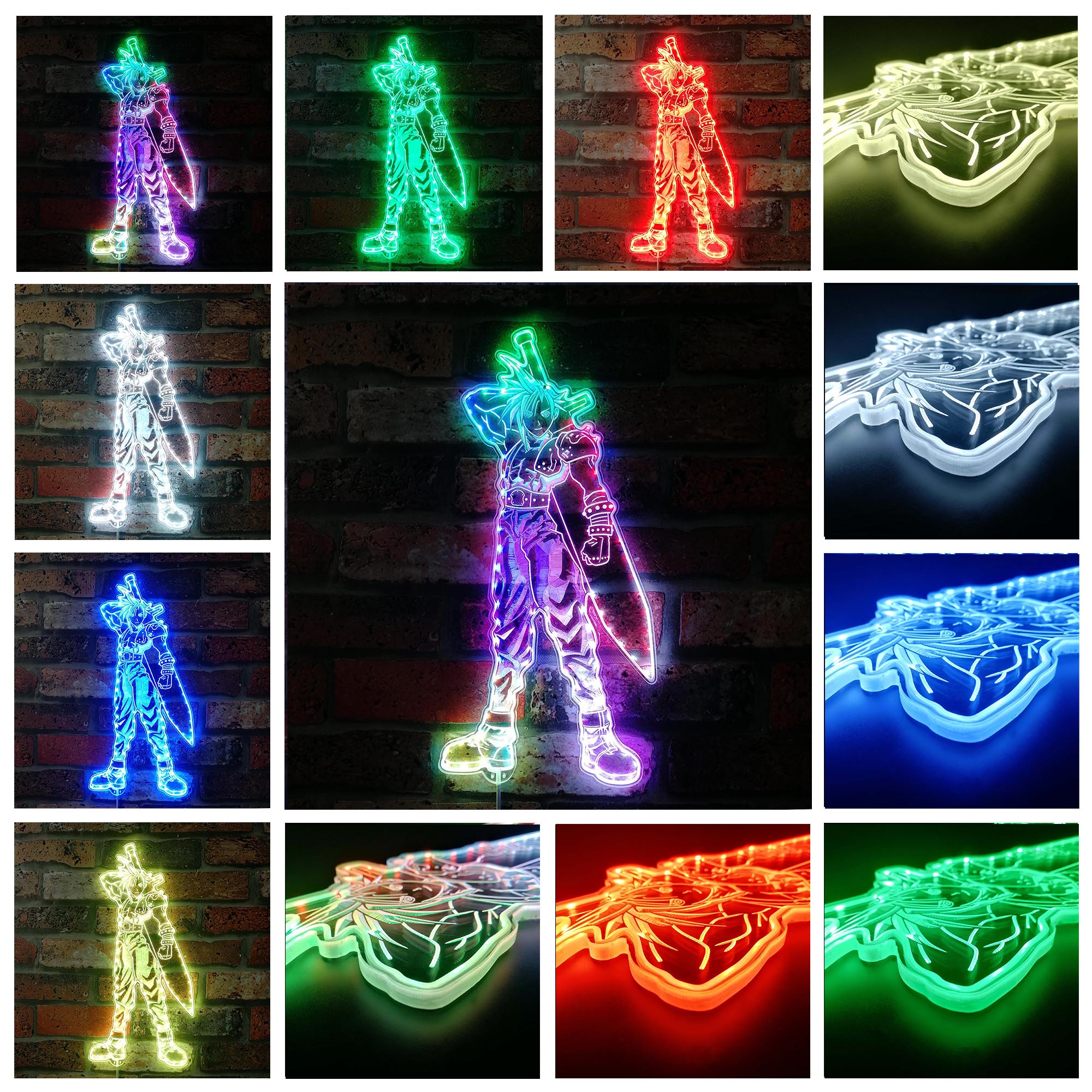 Final Fantasy 7 Cloud Dynamic RGB Edge Lit LED Sign