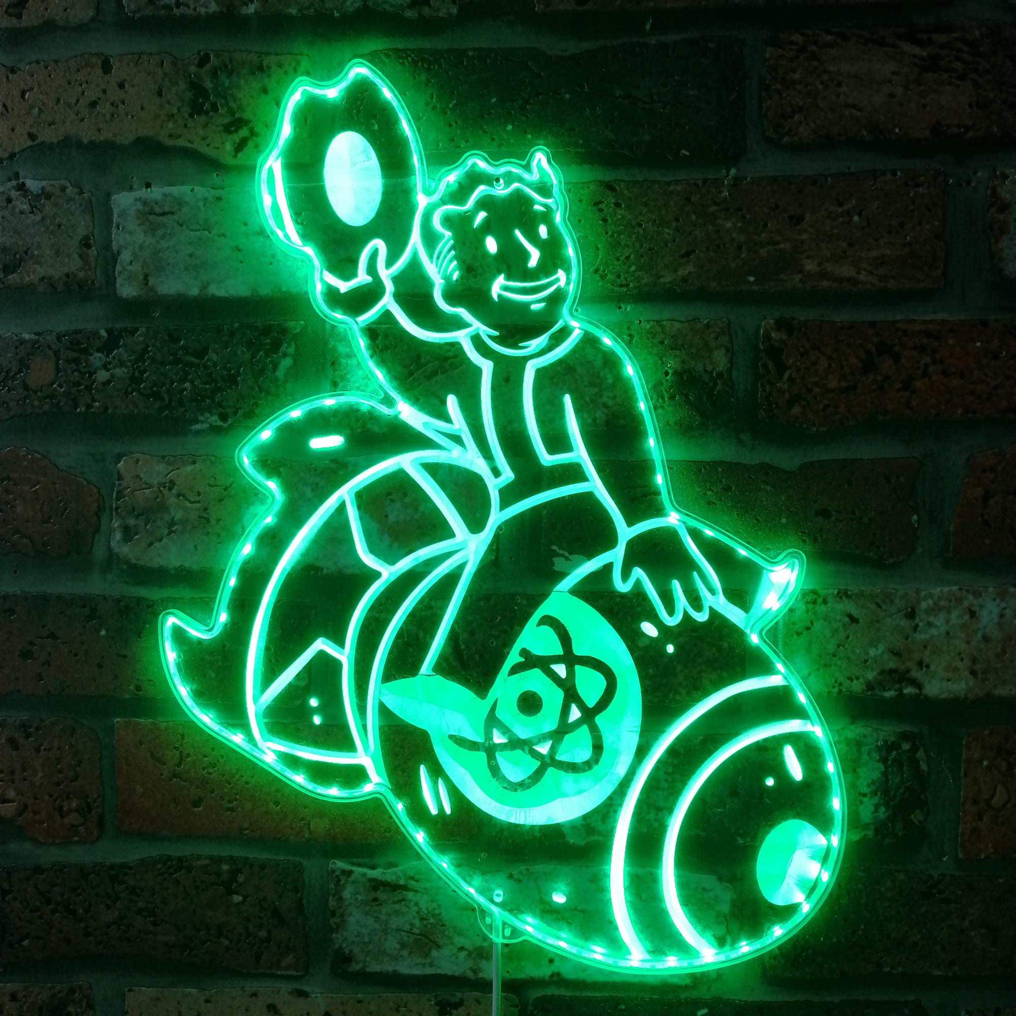 Vault Boy Nuclear Bomb Fallout Game Room RGB Edge Lit LED Sign