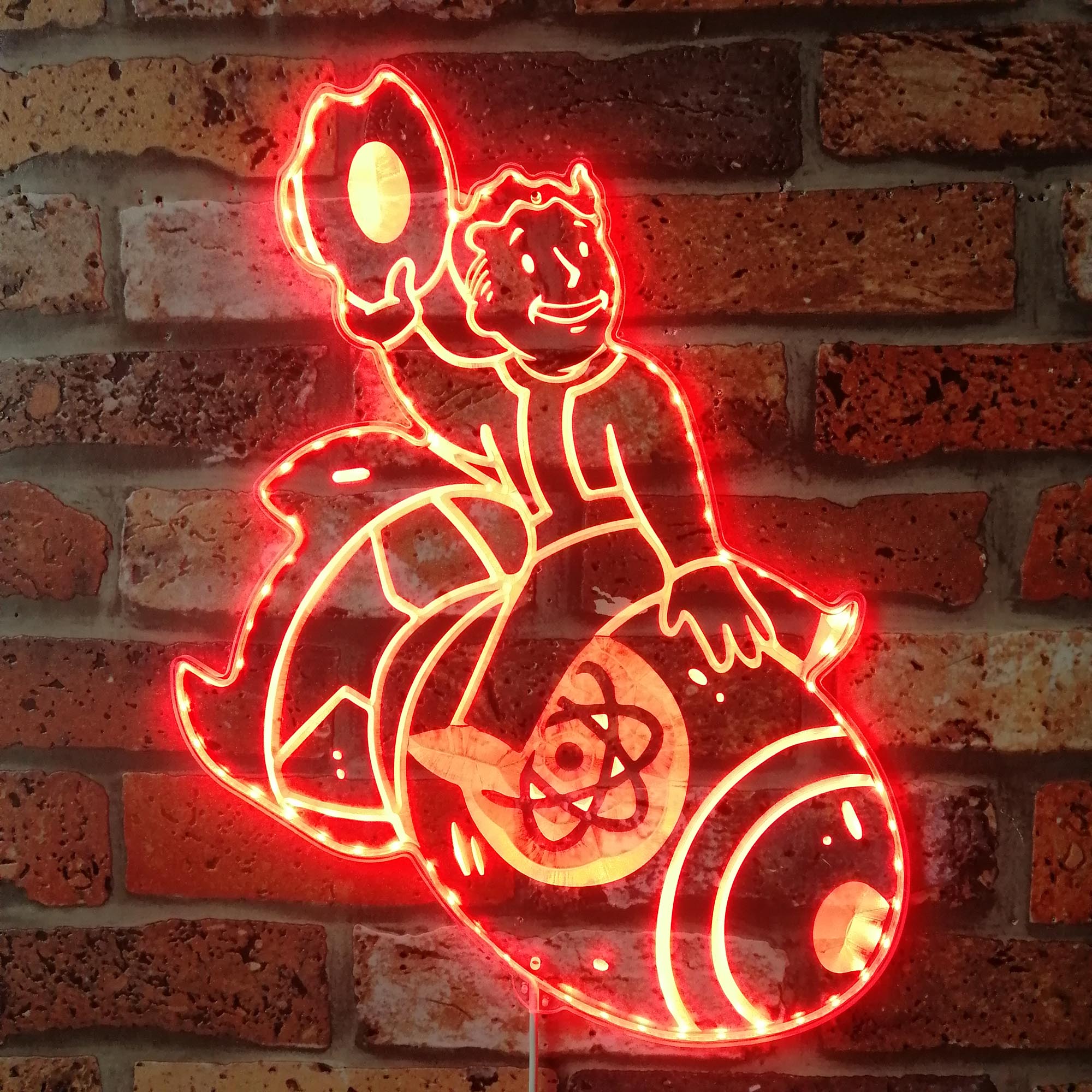 Vault Boy Nuclear Bomb Fallout Game Room RGB Edge Lit LED Sign