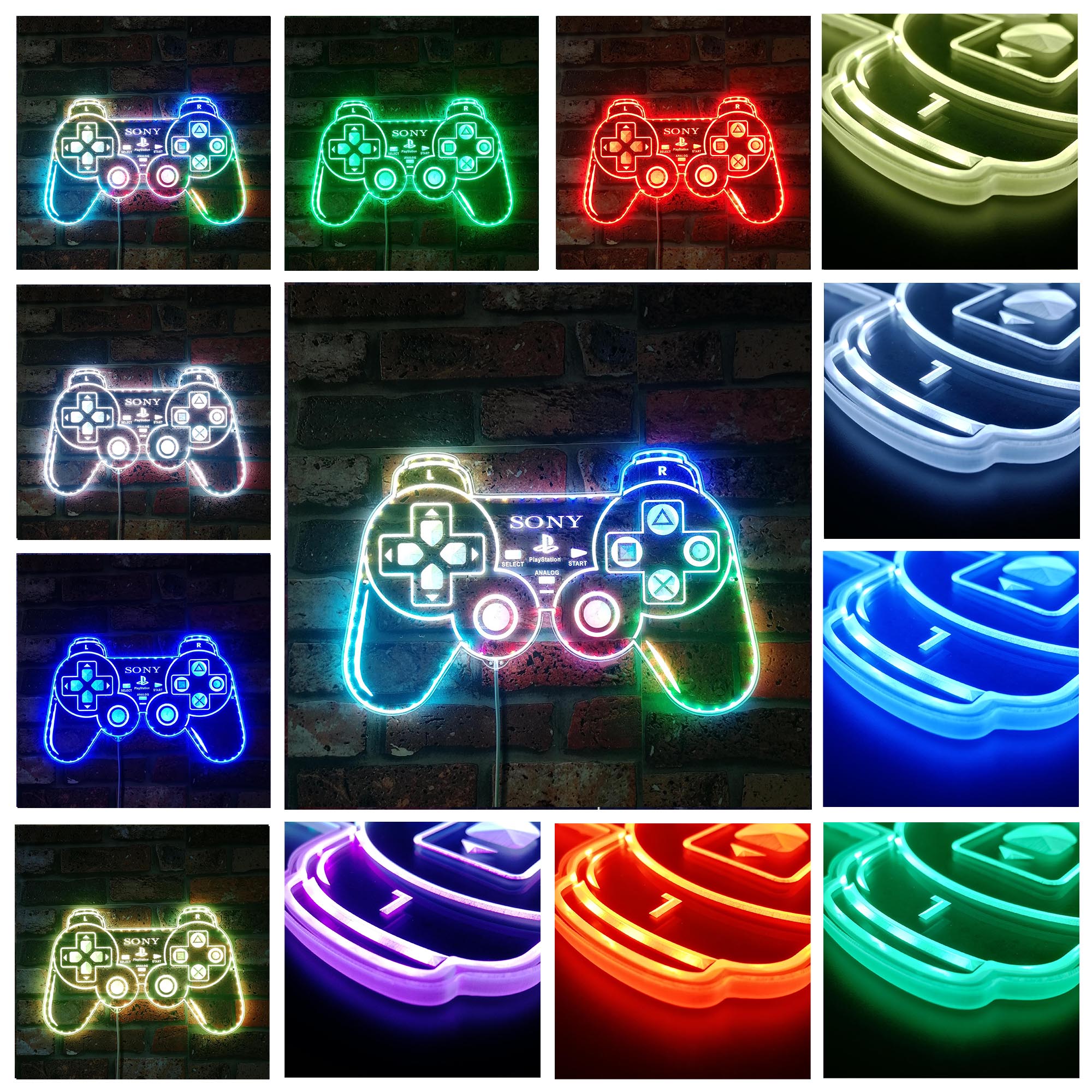 Playstation Game Controller Dynamic RGB Edge Lit LED Sign