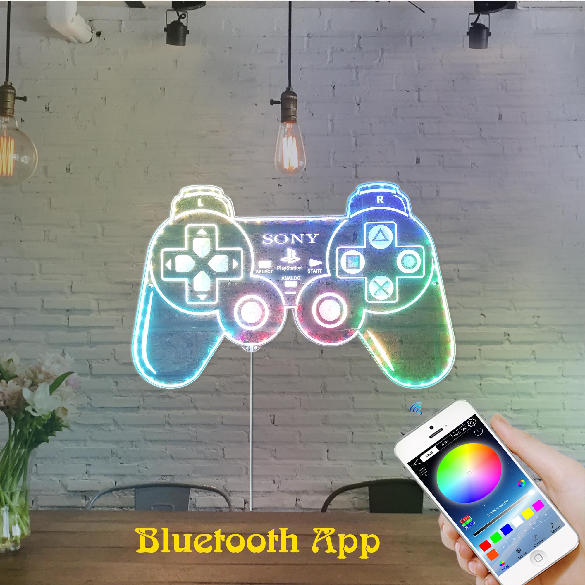 Playstation Game Controller Dynamic RGB Edge Lit LED Sign