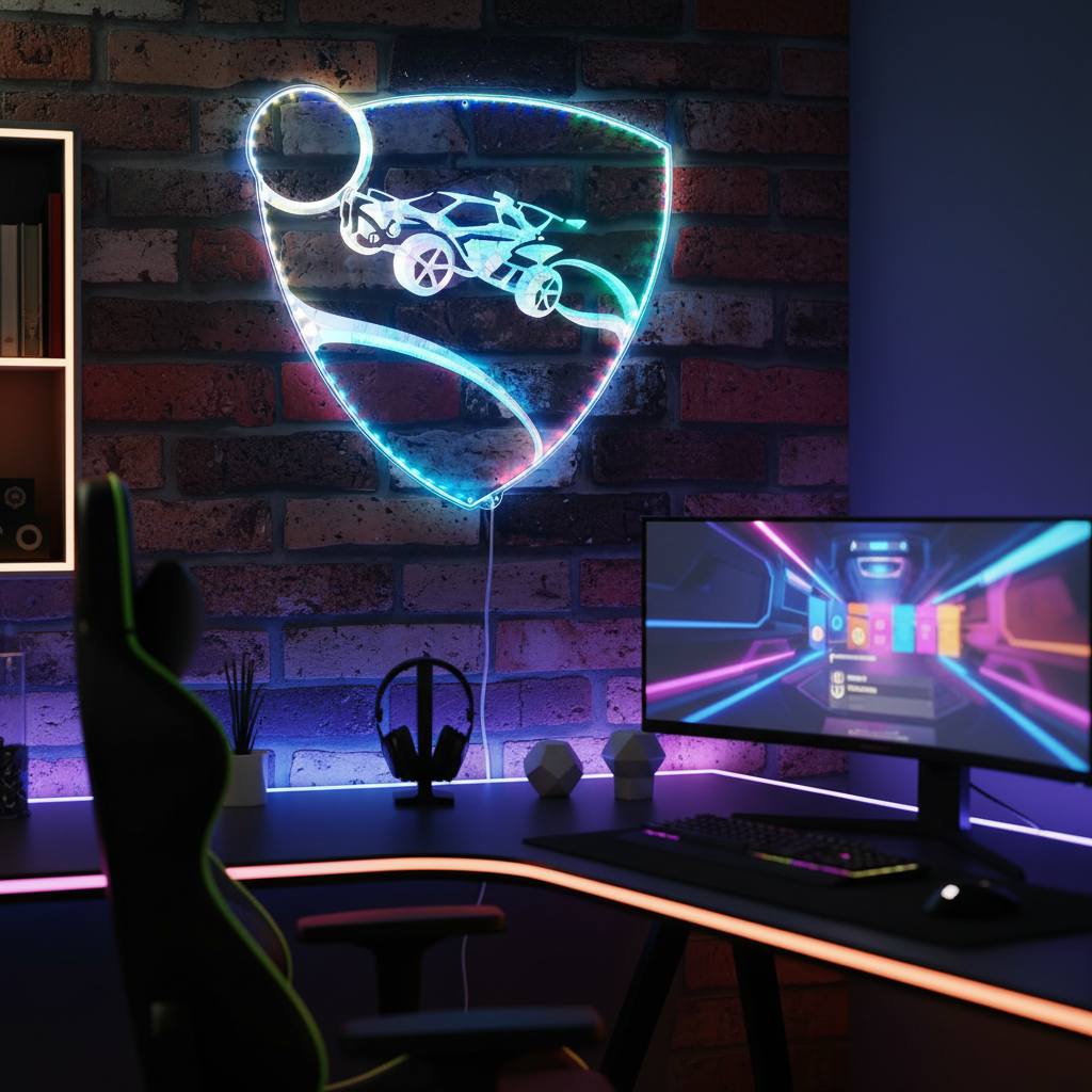 Rocket League Neon LED Sign with Dynamic RGB Colors
