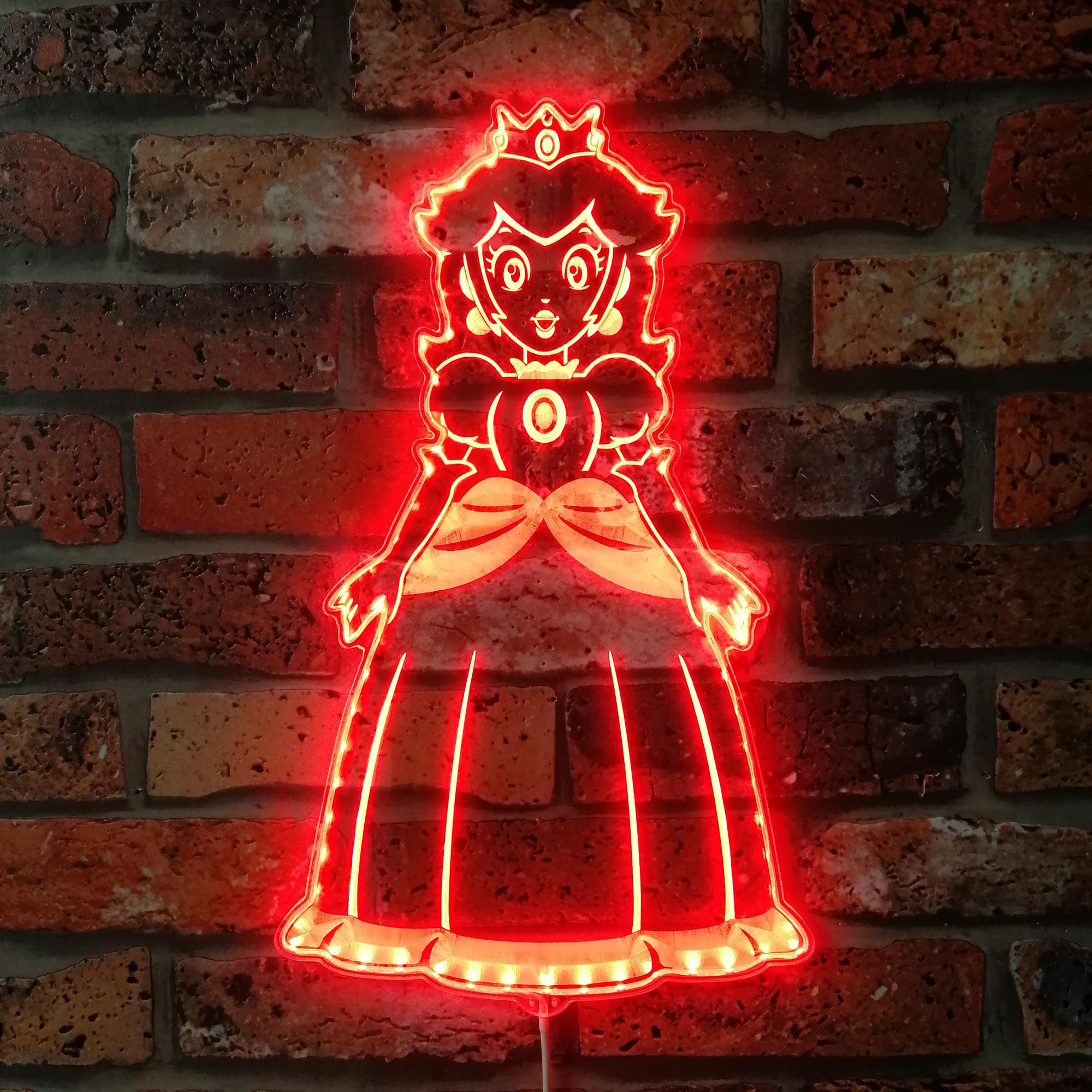 Super Mario Princess Peach Dynamic RGB Edge Lit LED Sign