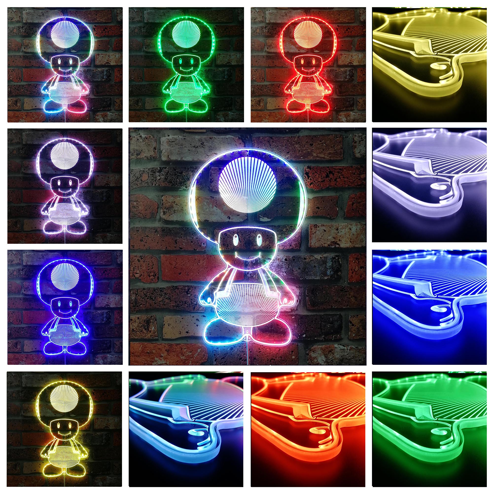 Super Mario Mushroom Toad Dynamic RGB Edge Lit LED Sign