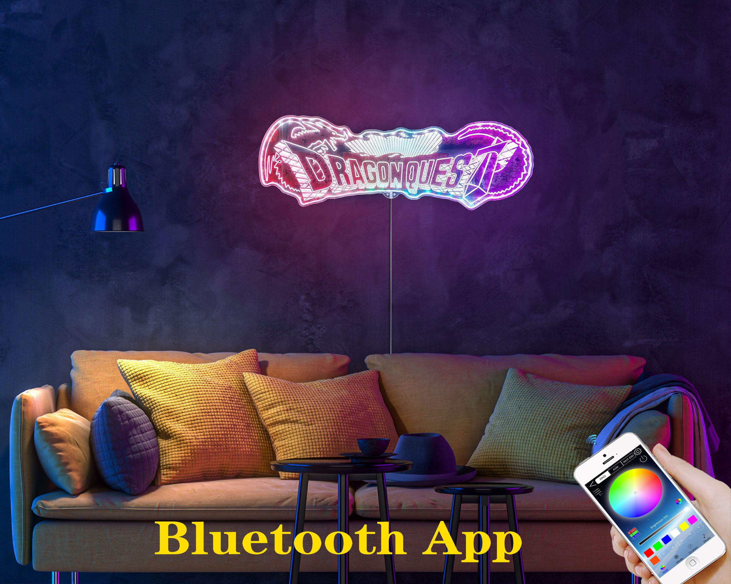 Dragon Quest Neon LED Sign with Dynamic RGB Colors