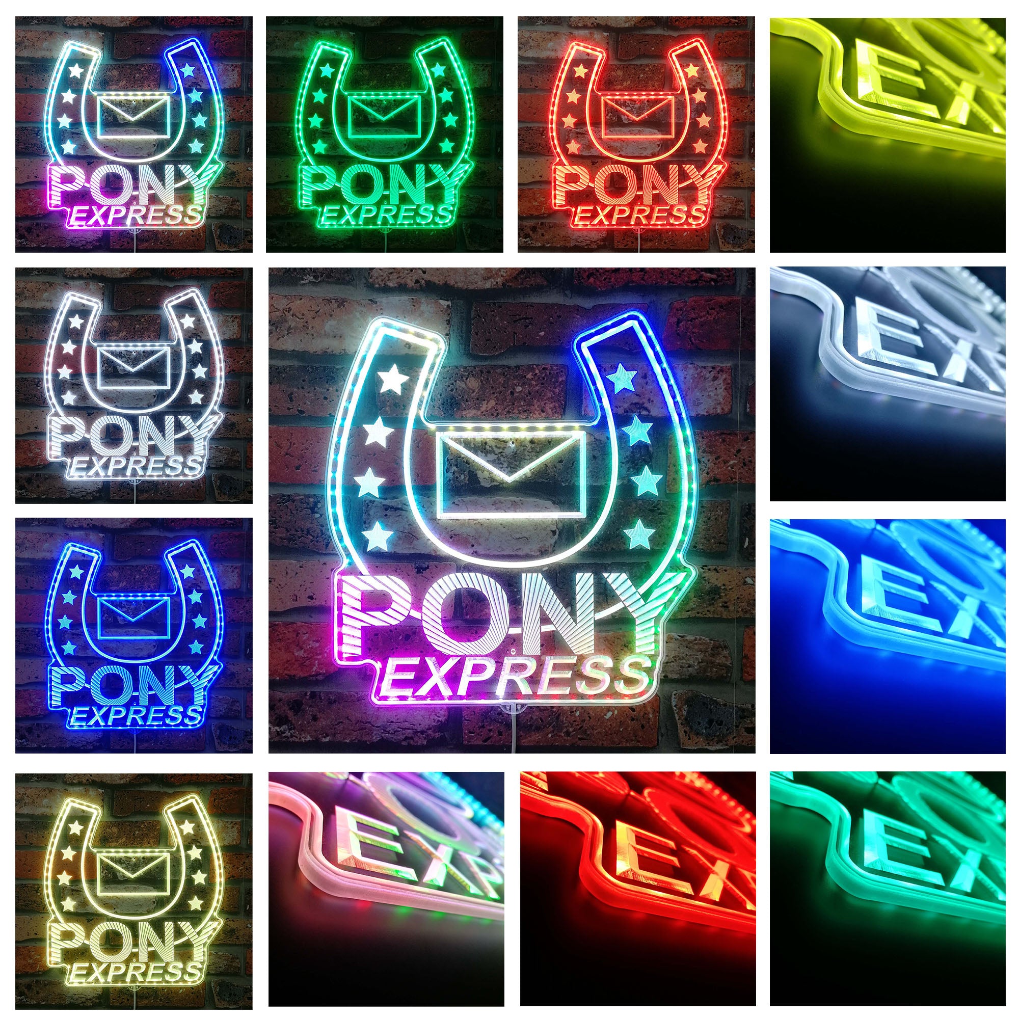 Mouthwashing Pony Express Neon LED Sign with Dynamic RGB Colors