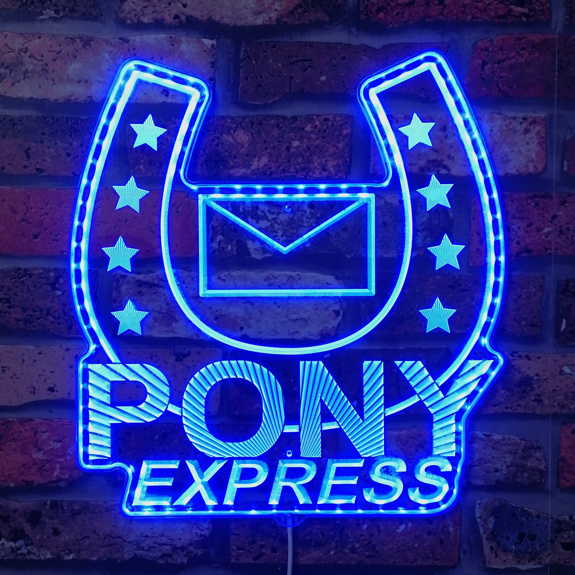 Mouthwashing Pony Express Neon LED Sign with Dynamic RGB Colors