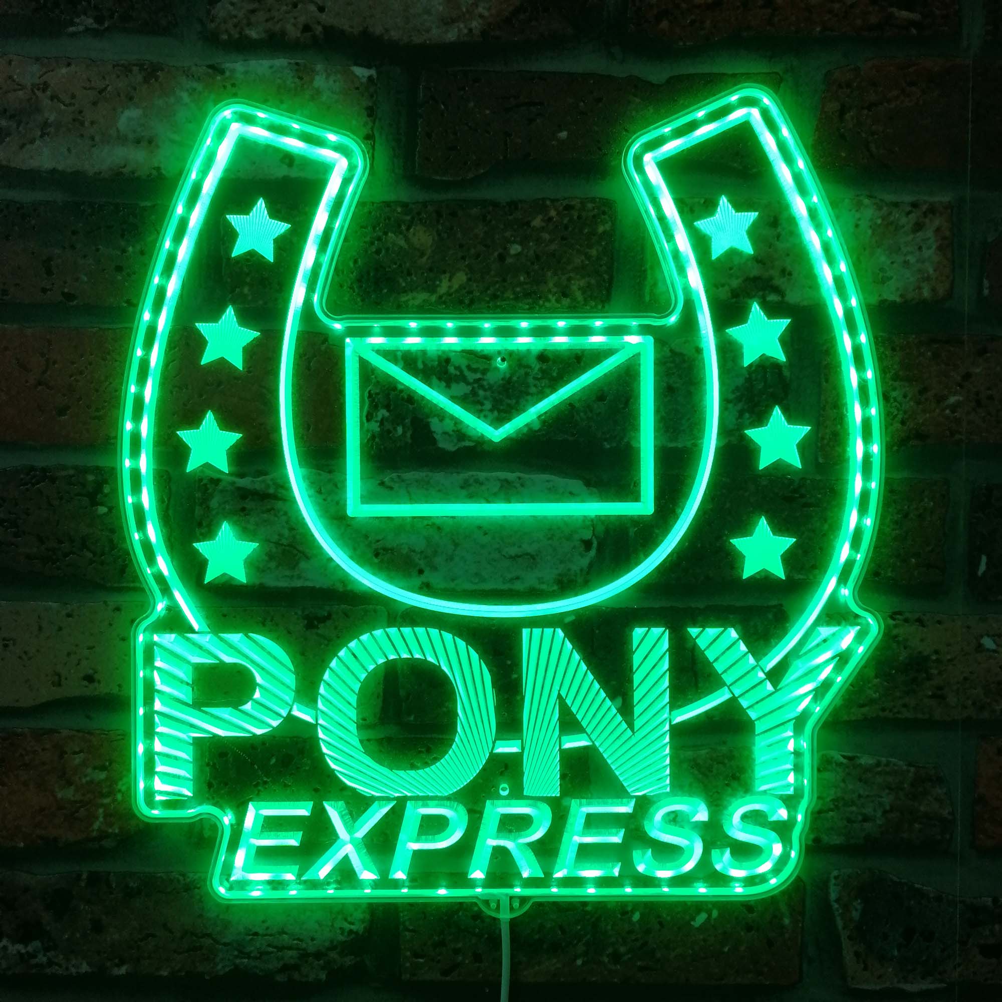 Mouthwashing Pony Express Neon LED Sign with Dynamic RGB Colors