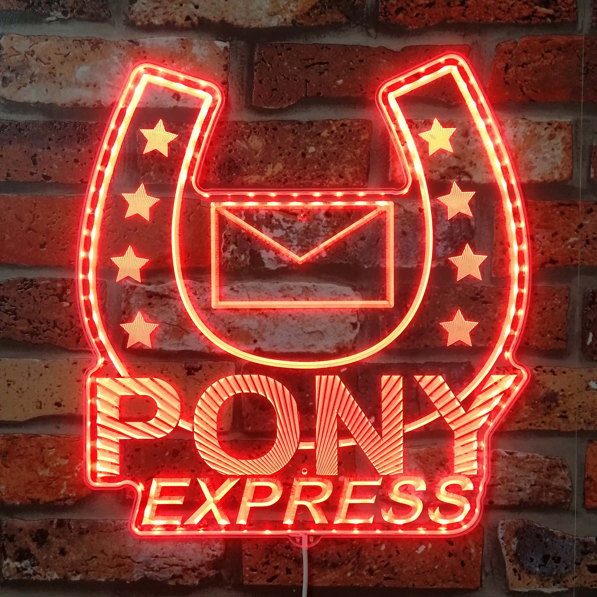 Mouthwashing Pony Express Neon LED Sign with Dynamic RGB Colors