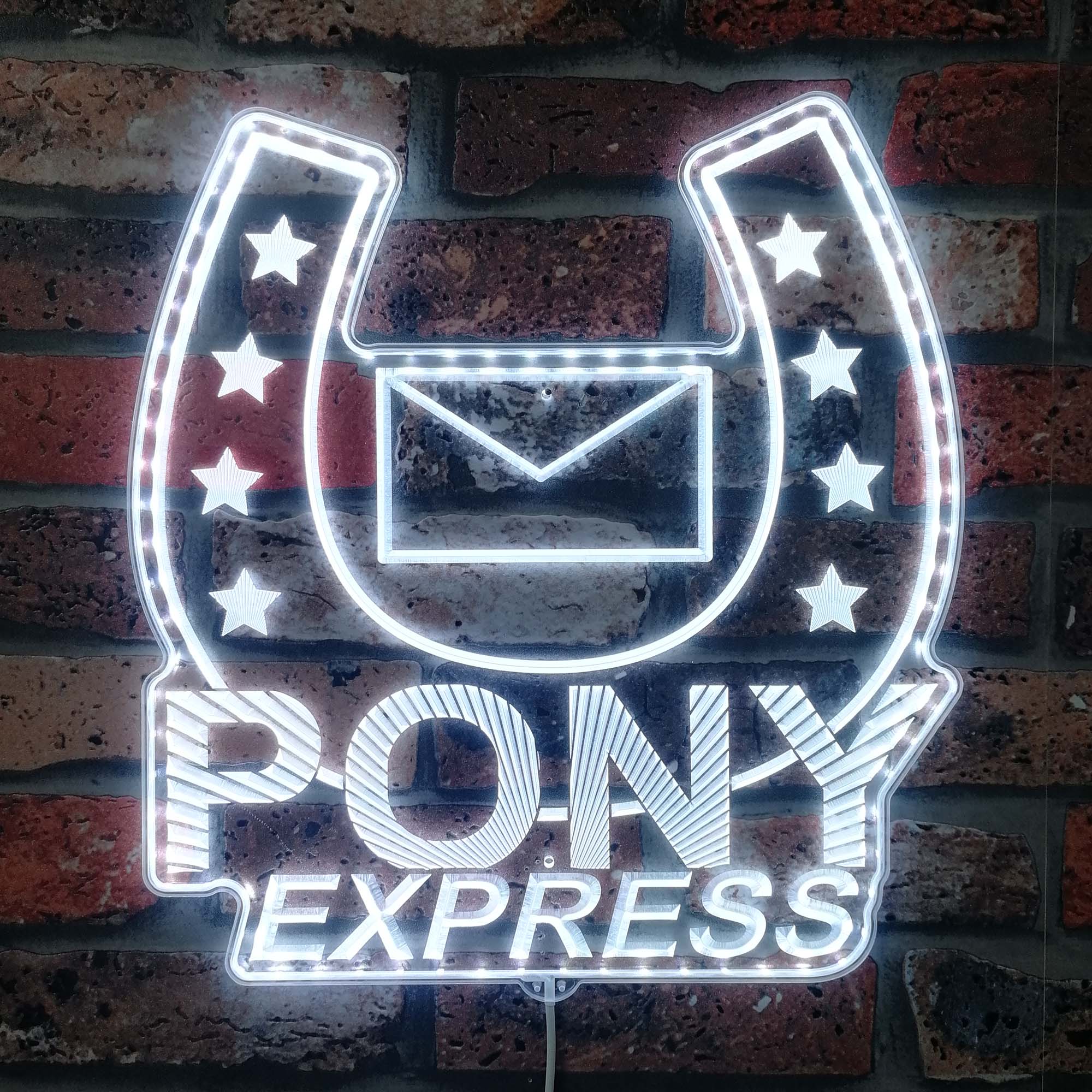 Mouthwashing Pony Express Neon LED Sign with Dynamic RGB Colors