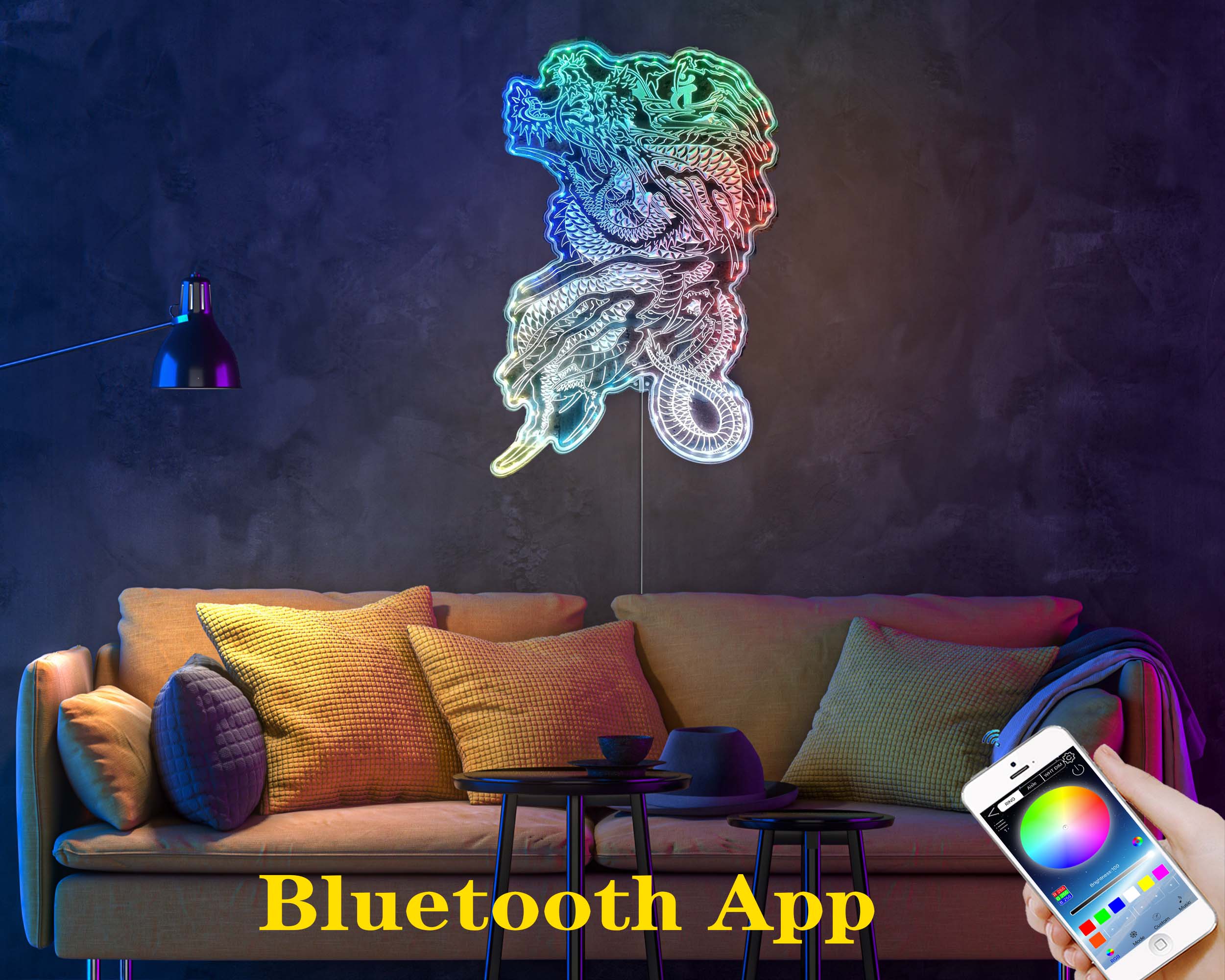 Like a Dragon Kiryu Dragon Tattoo Neon Neon LED Sign with Dynamic RGB Colors