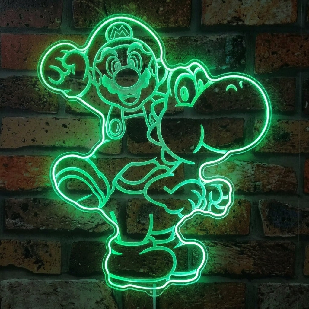 Super Mario Riding Yoshi Dynamic RGB Edge Lit LED Sign | PROLEDSIGN