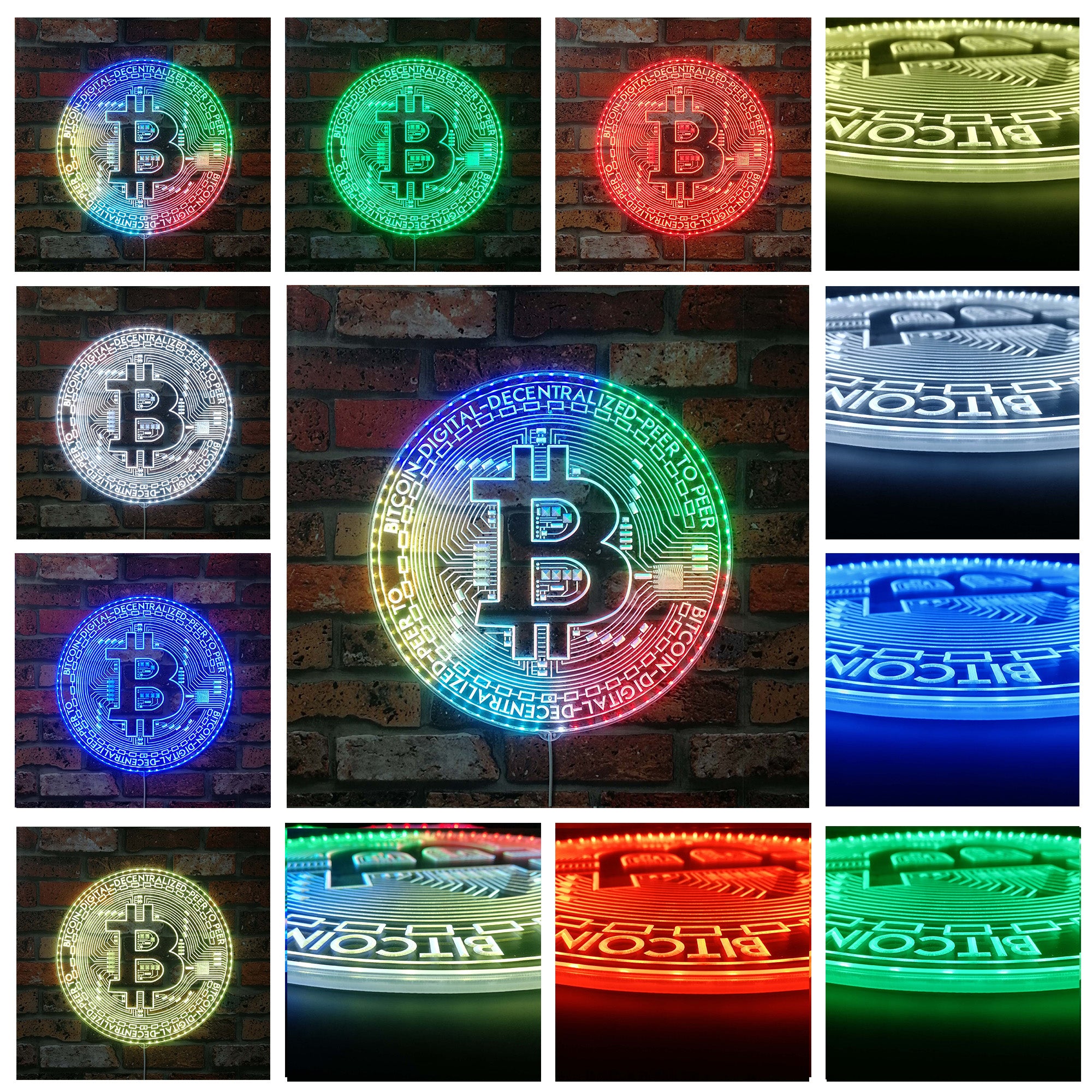 Bitcoin Neon LED Sign with Dynamic RGB Colors