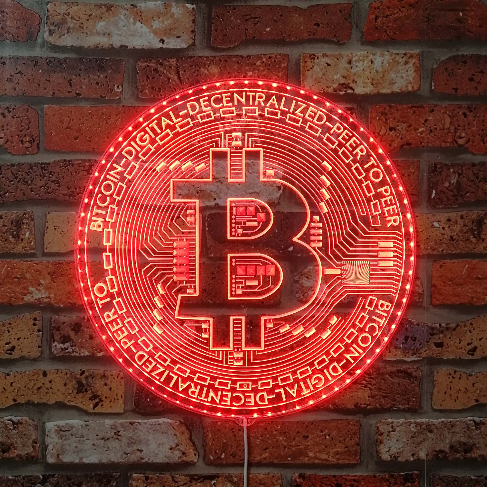 Bitcoin Neon LED Sign with Dynamic RGB Colors