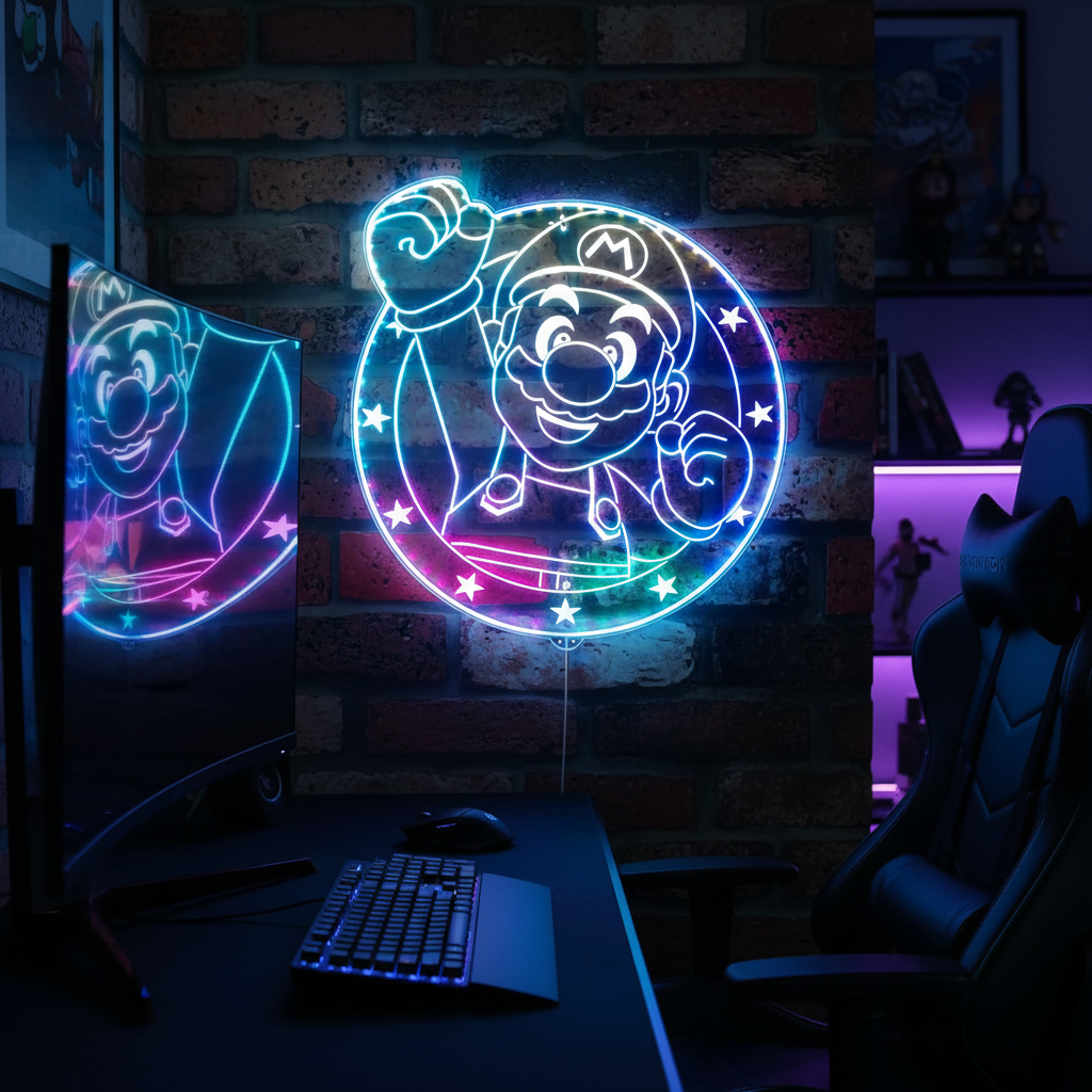 Super Mario Neon LED Sign with Dynamic RGB Colors