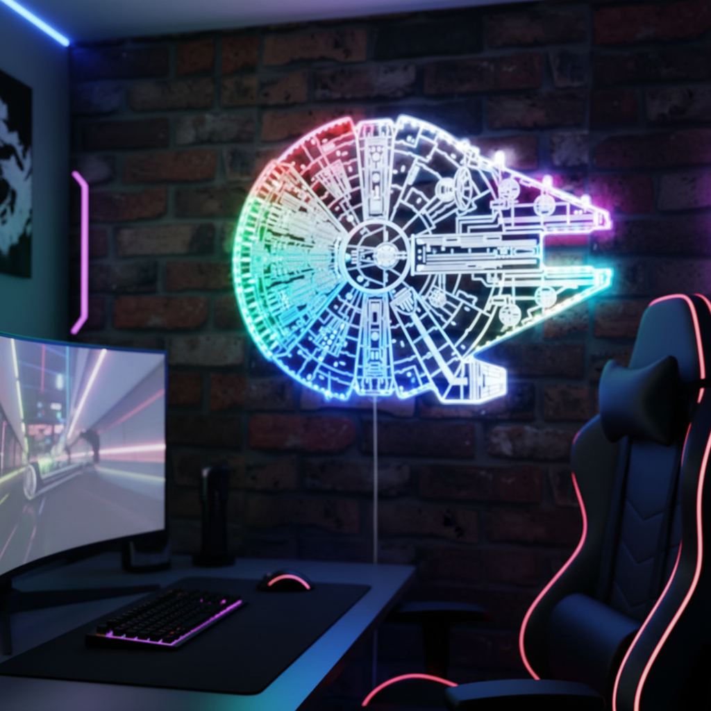Star Wars Millennium Falcon Neon LED Sign with Dynamic RGB Colors