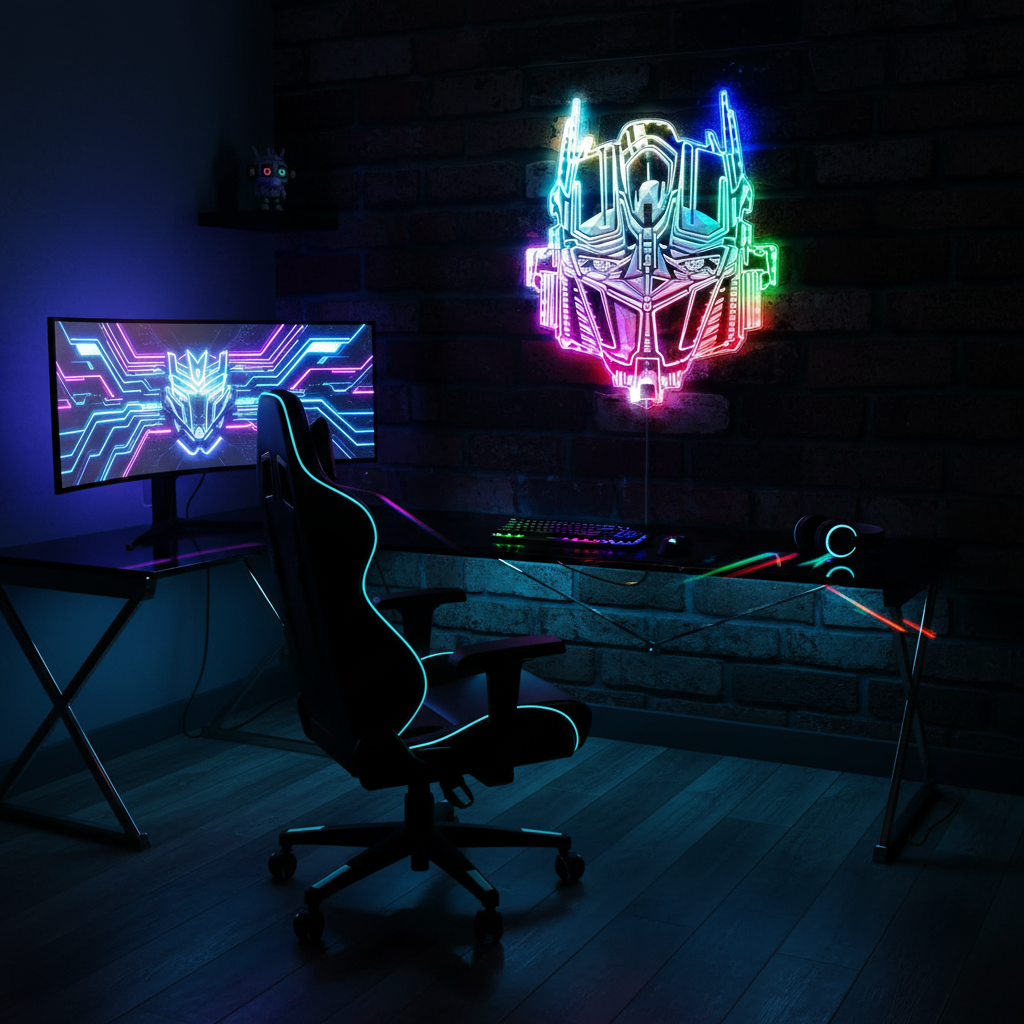 Optimus Prime Autobot Transformers Neon LED Sign with Dynamic RGB Colors