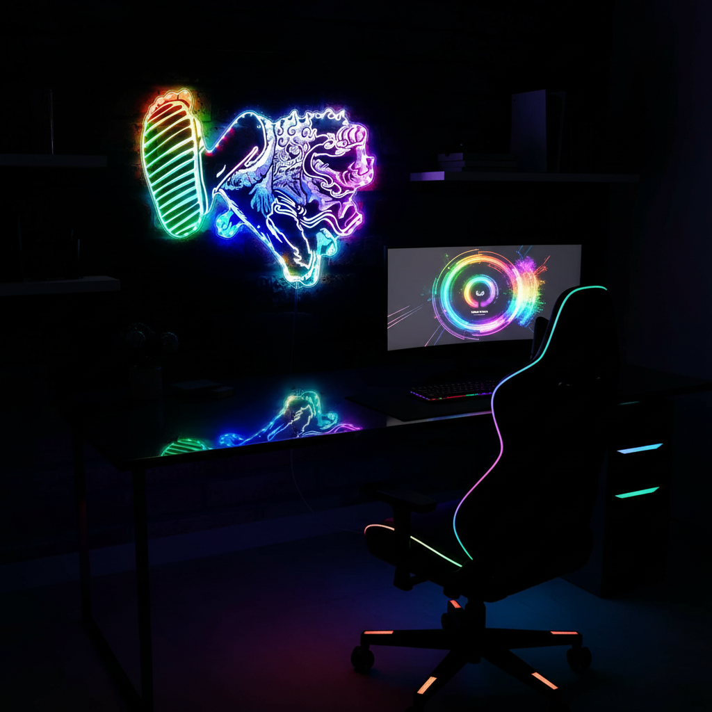 One Piece Luffy Gear 5 Neon LED Sign with Dynamic RGB Colors