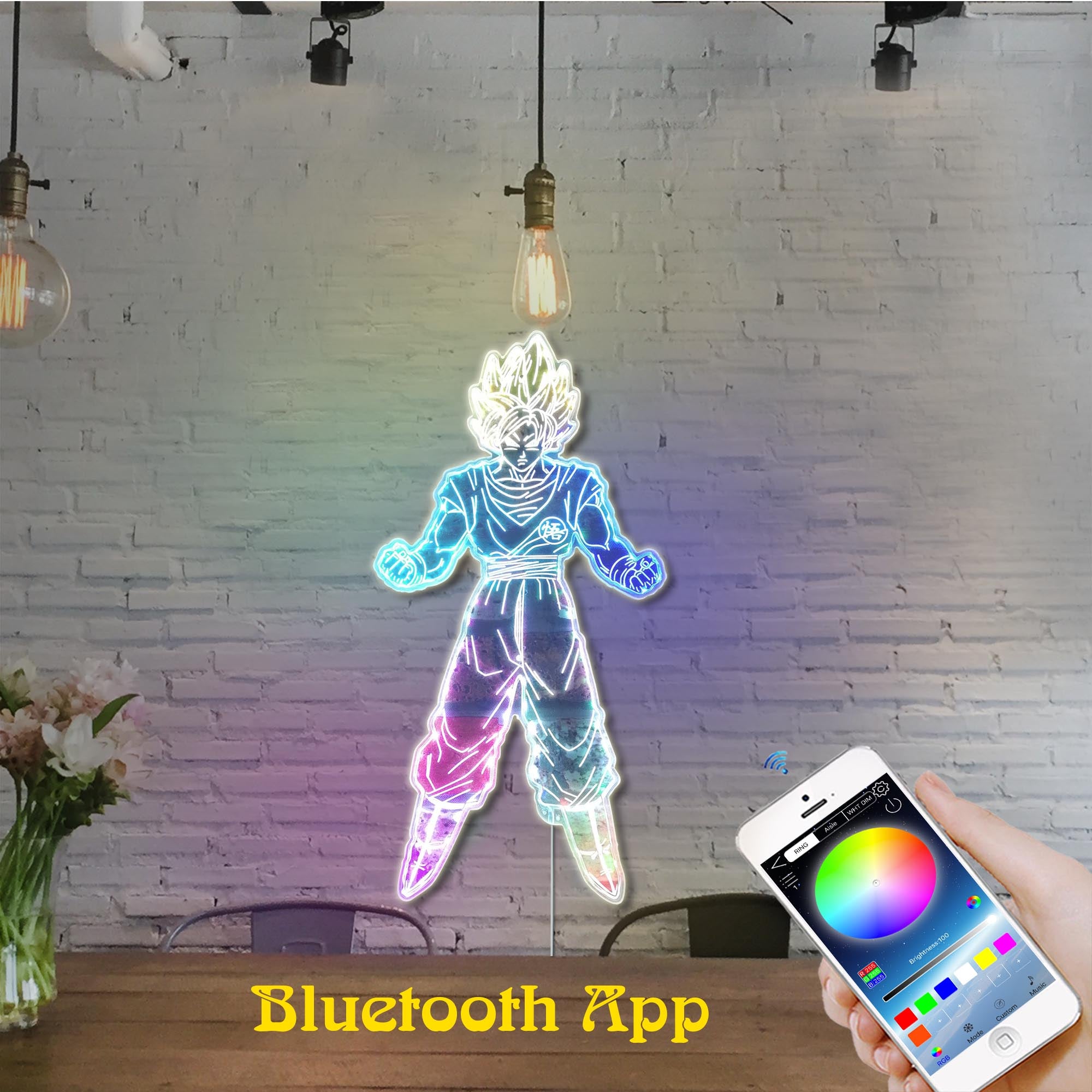 Dragonball Goku Supersaiyan Dynamic RGB Edge Lit LED Sign