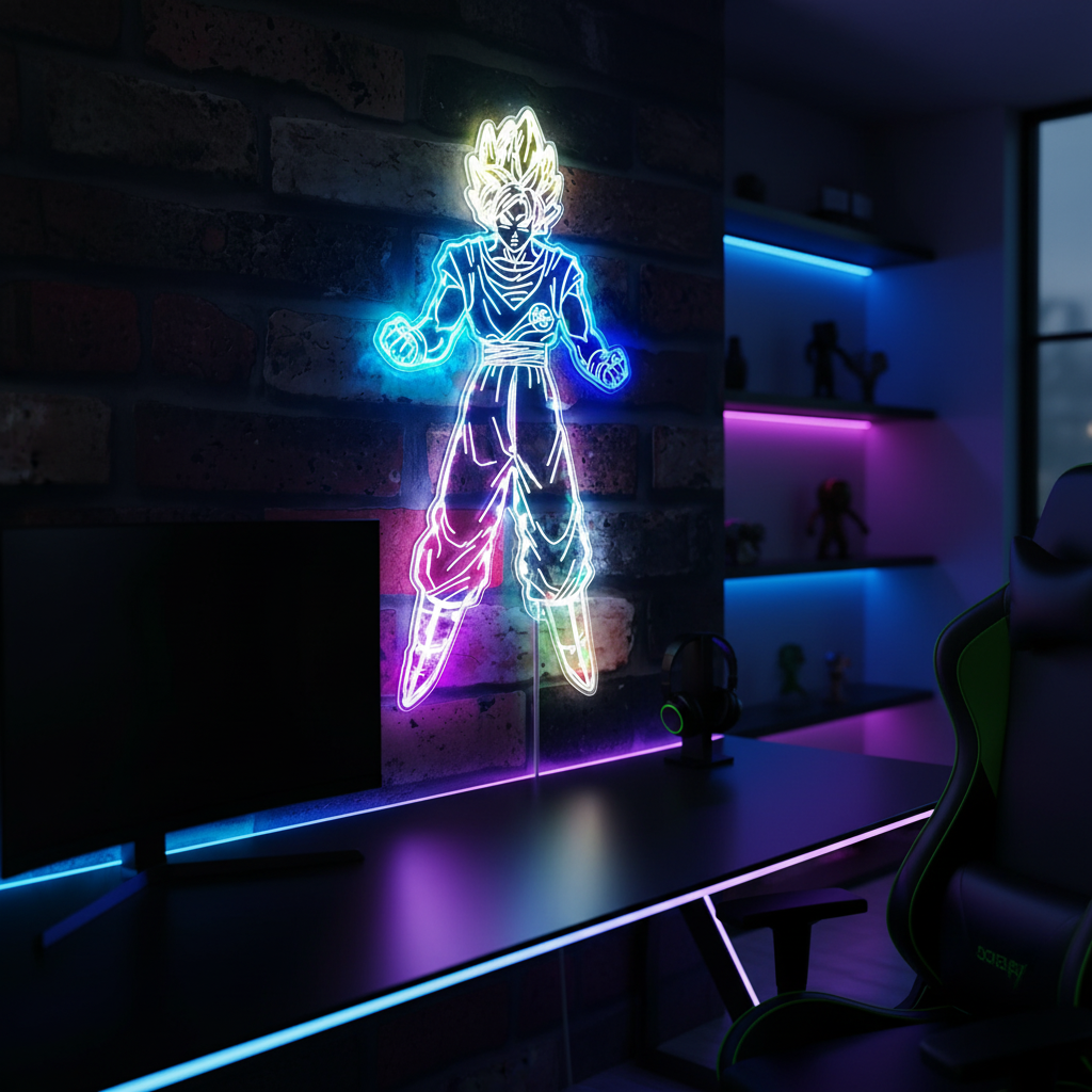 Dragonball Goku Supersaiyan Neon LED Sign with Dynamic RGB Colors