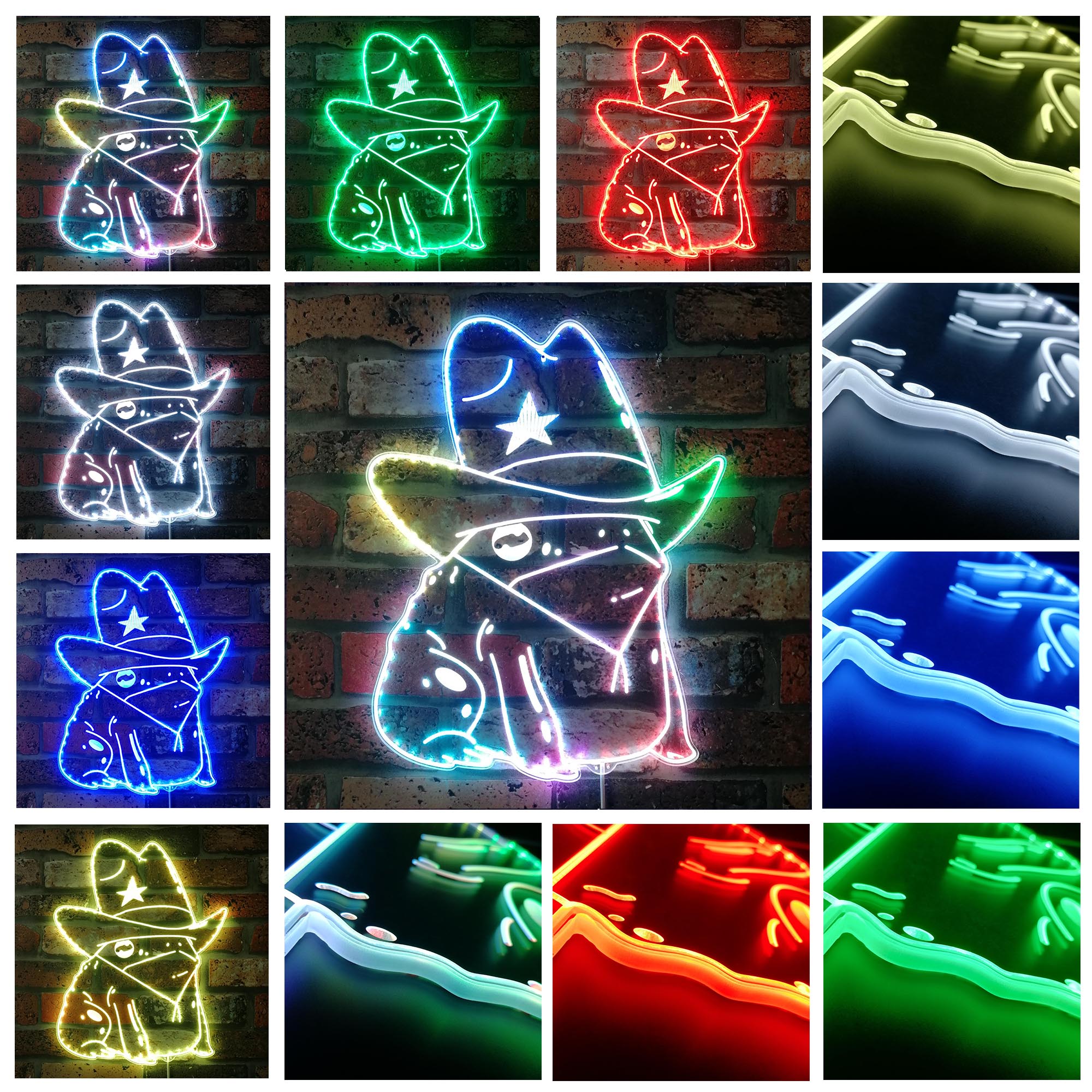 Cowgirl Frog Dynamic RGB Edge Lit LED Sign