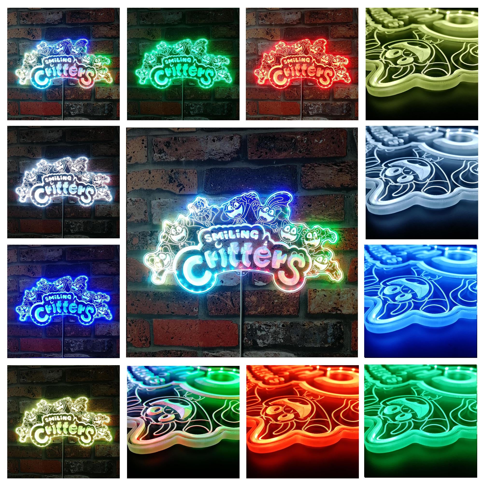 Smiling Critters Dynamic RGB Edge Lit LED Sign