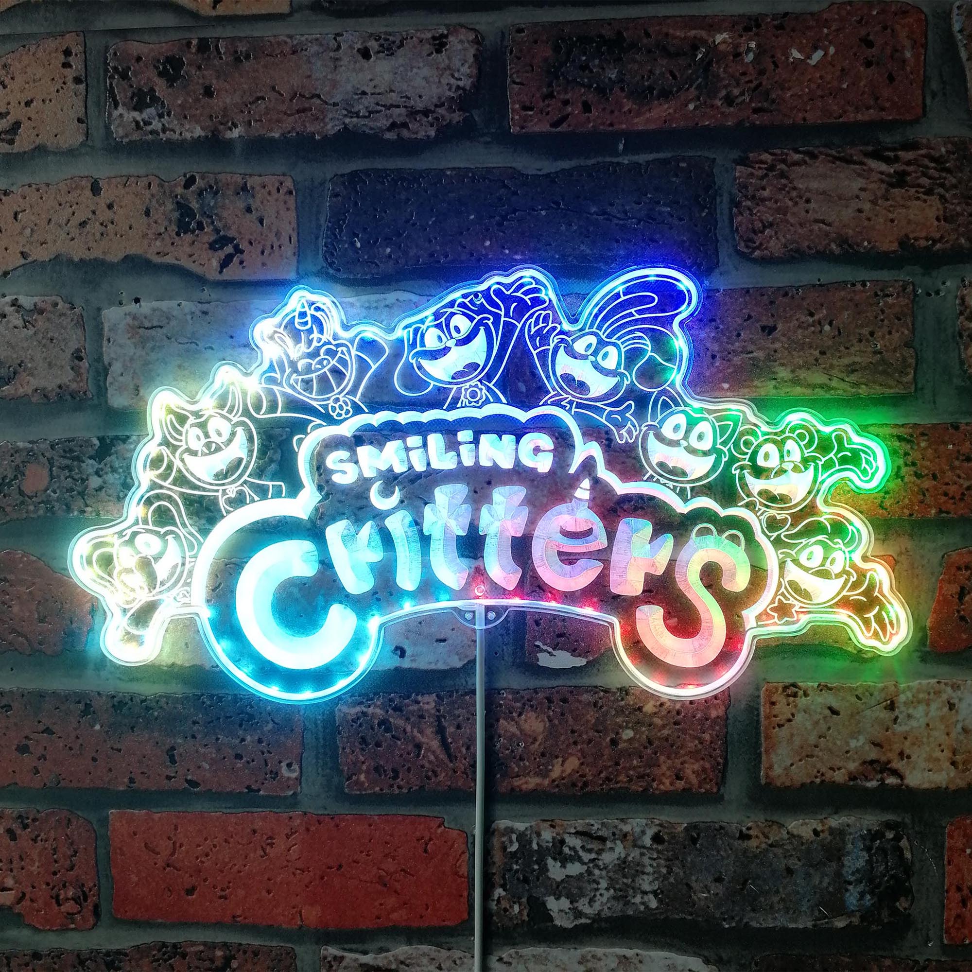 Smiling Critters Dynamic RGB Edge Lit LED Sign