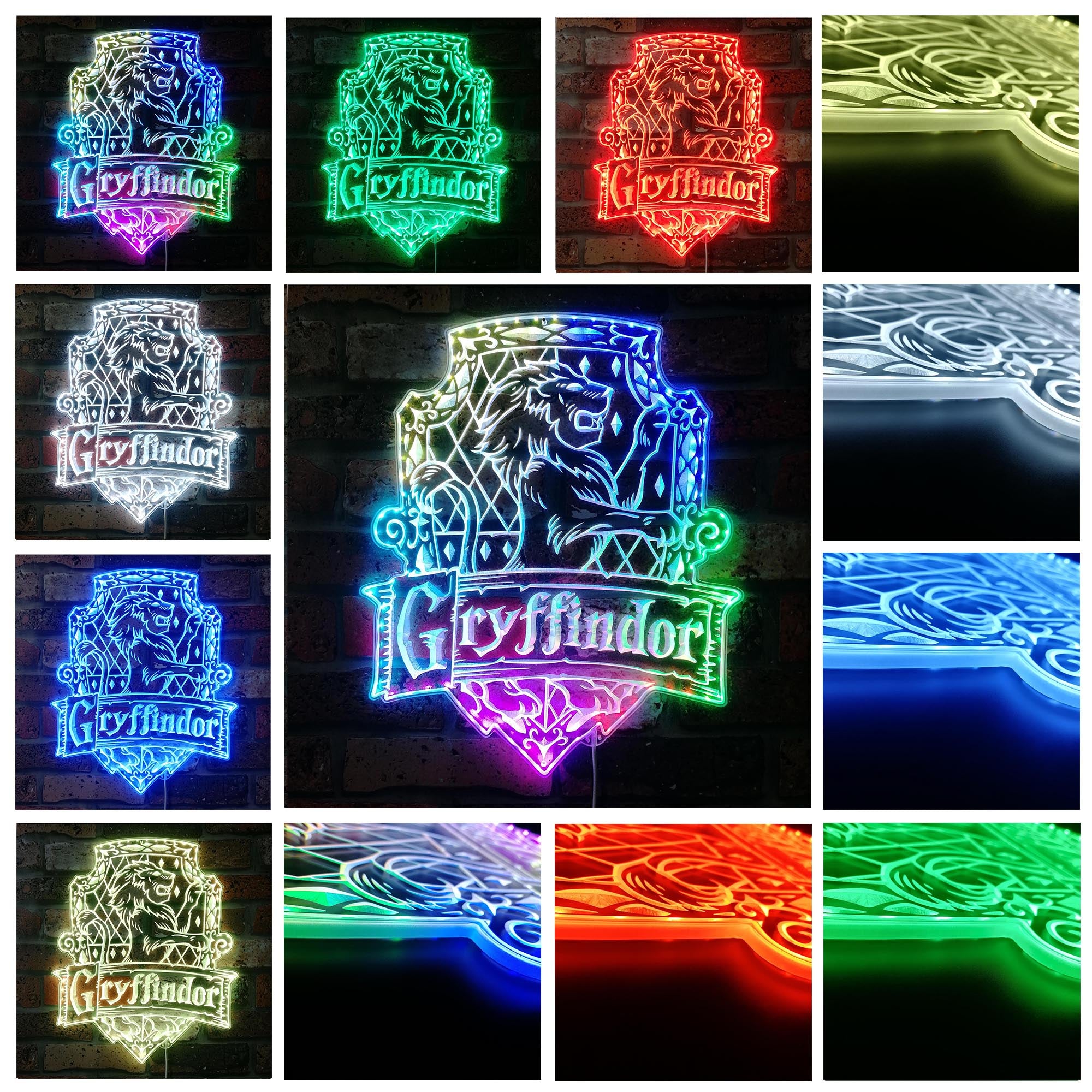 Harry Potter Hogwarts Gryffindor Neon RGB Edge Lit LED Sign