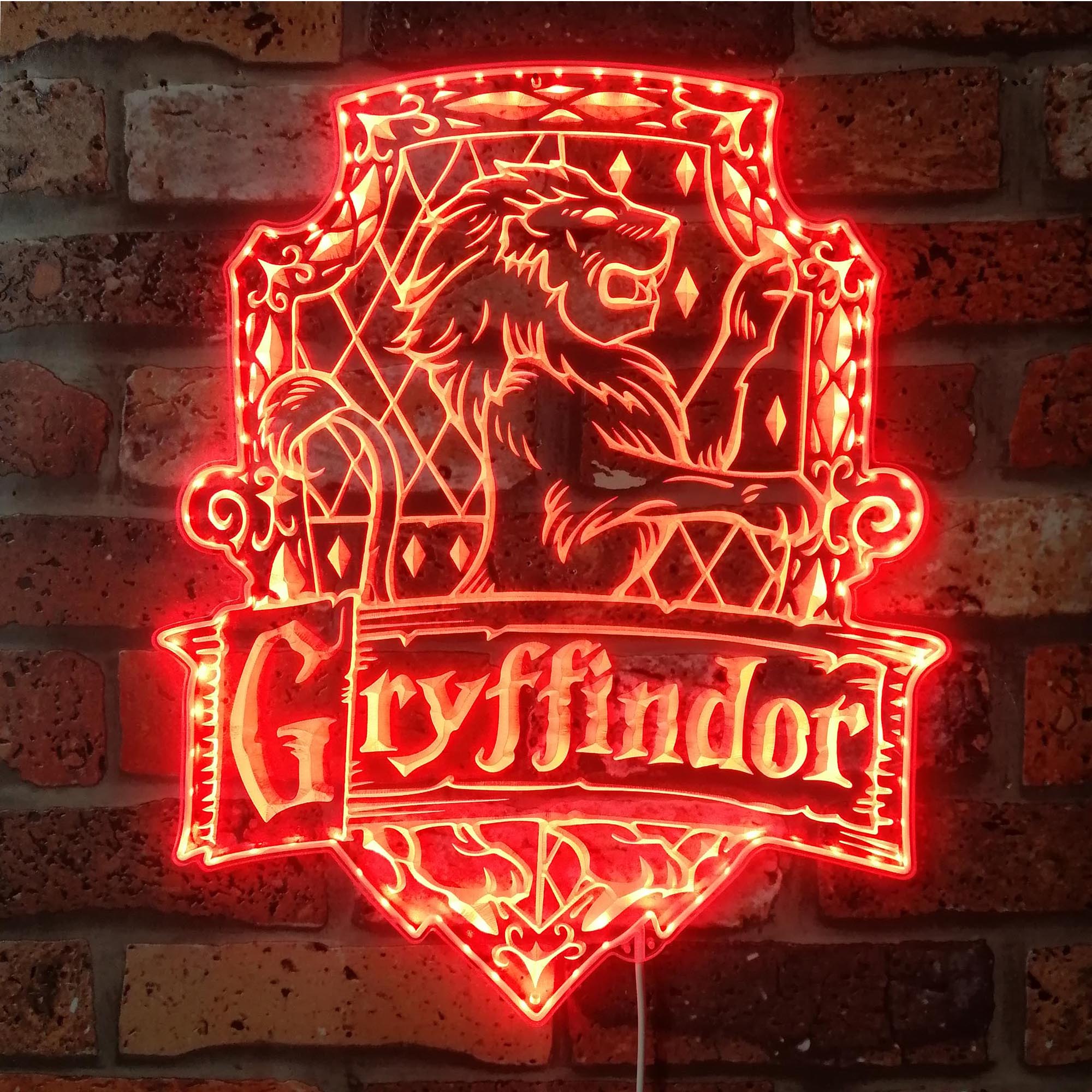 Harry Potter Hogwarts Gryffindor Neon RGB Edge Lit LED Sign