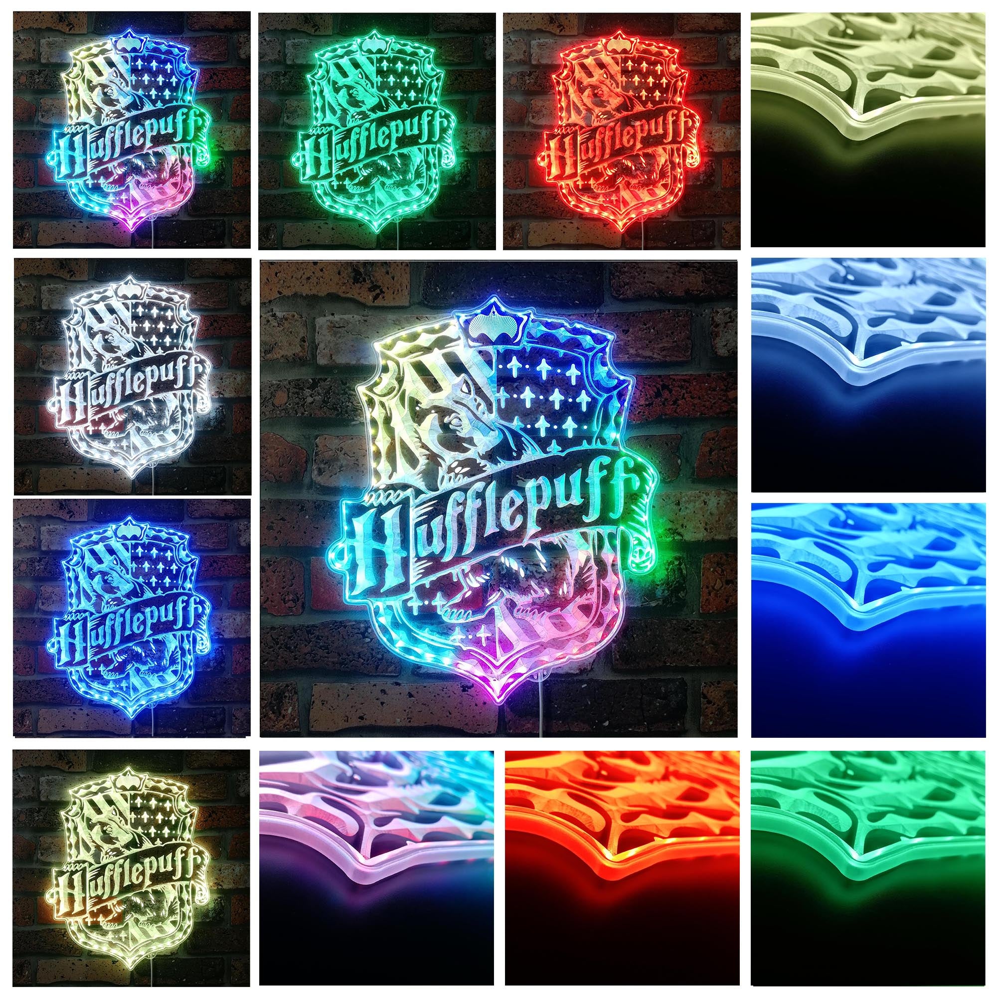 Harry Potter House Hogwarts Hufflepuff Neon RGB Edge Lit LED Sign