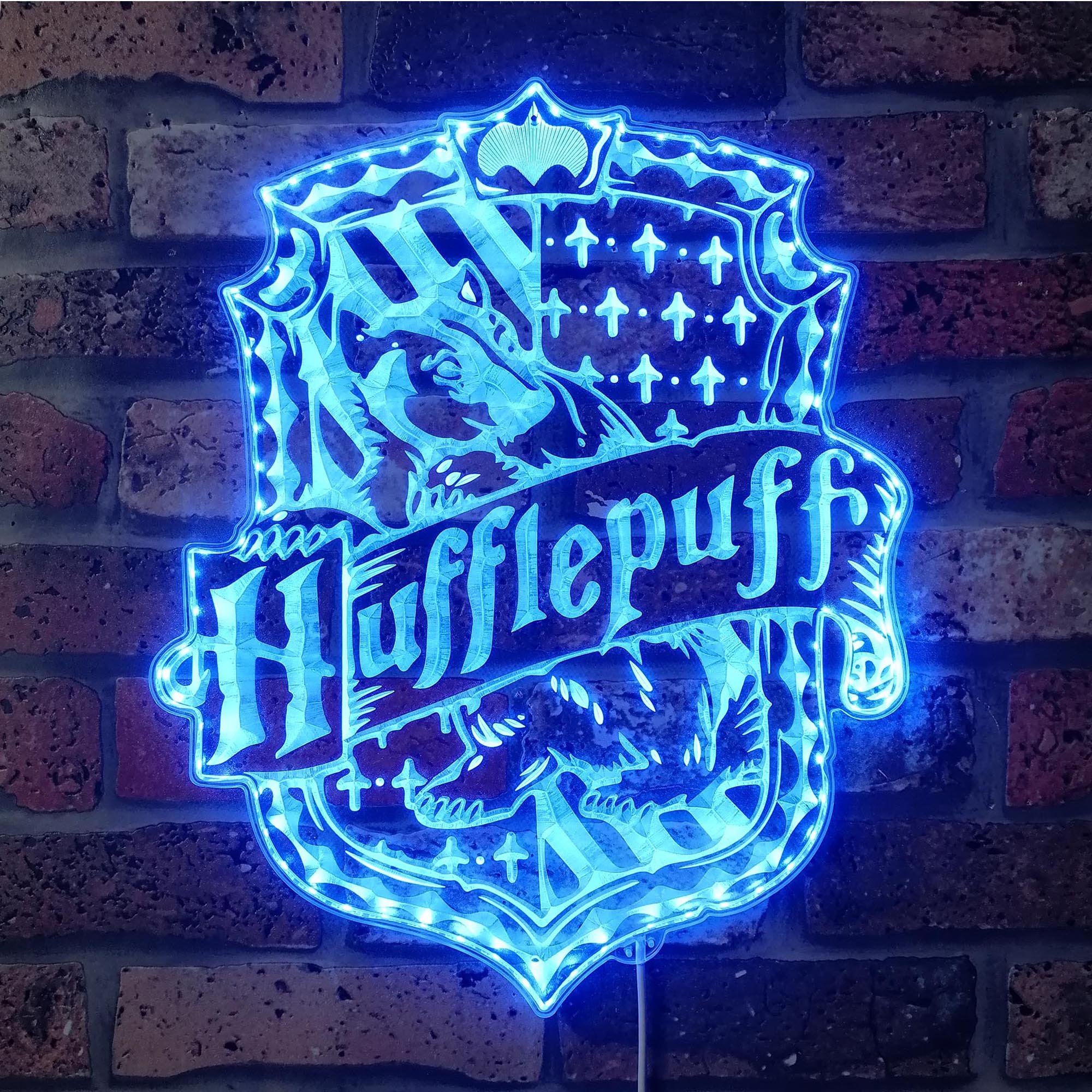 Harry Potter House Hogwarts Hufflepuff Neon RGB Edge Lit LED Sign