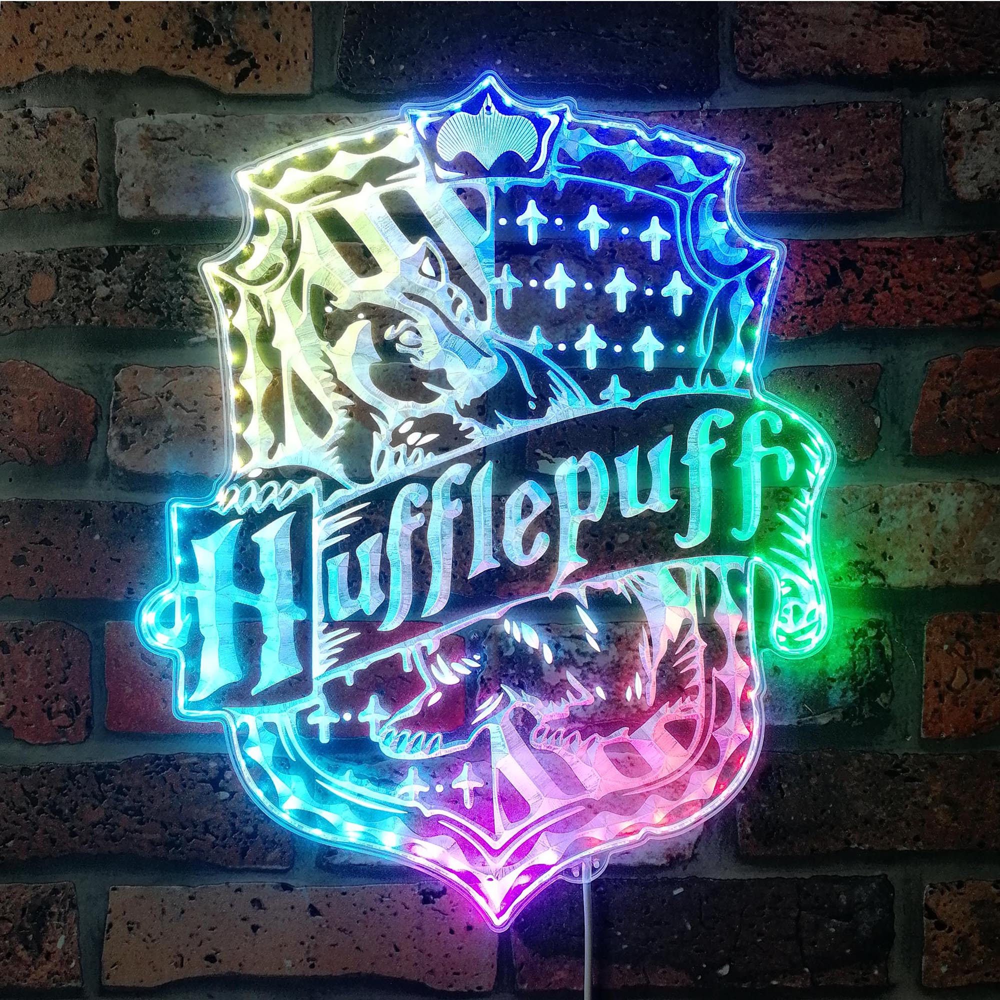 Wizard House Hogwarts Hufflepuff Dynamic RGB Edge Lit LED Sign