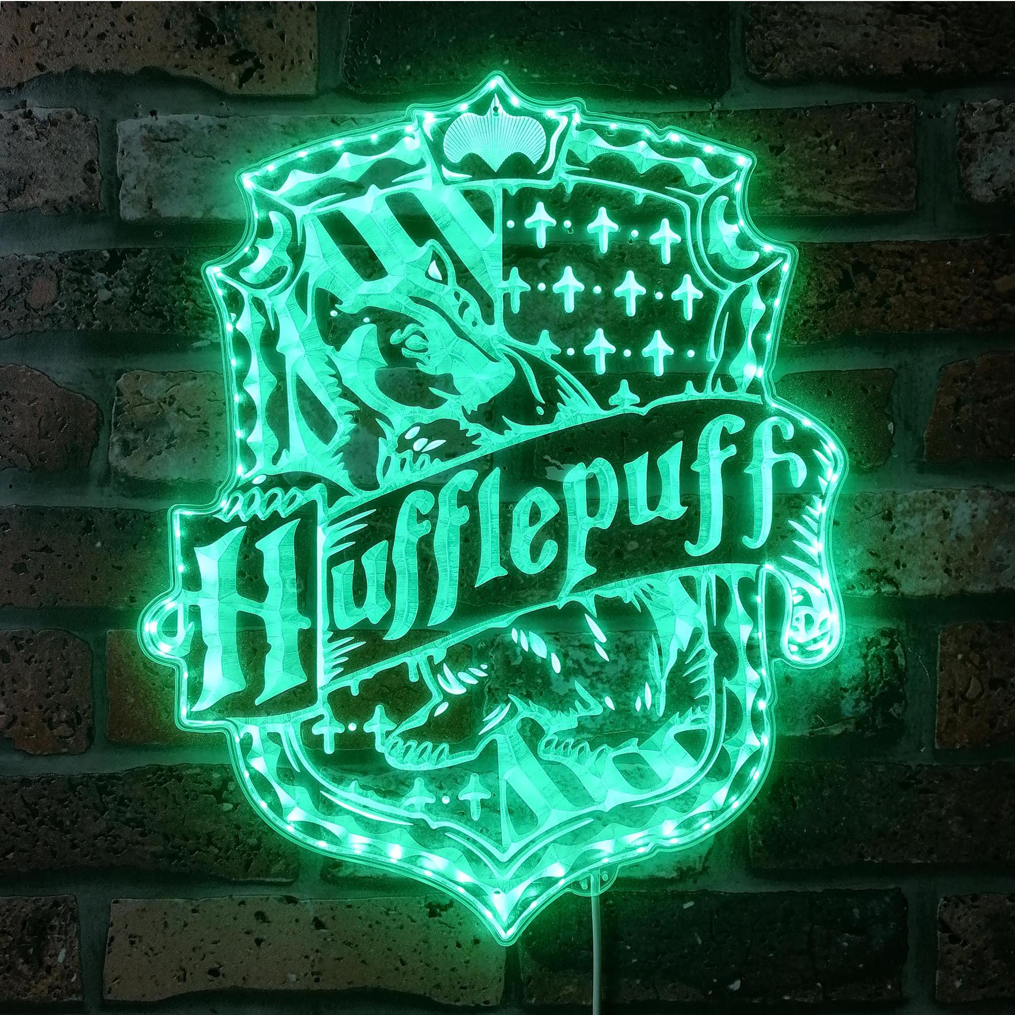 Harry Potter House Hogwarts Hufflepuff Neon RGB Edge Lit LED Sign