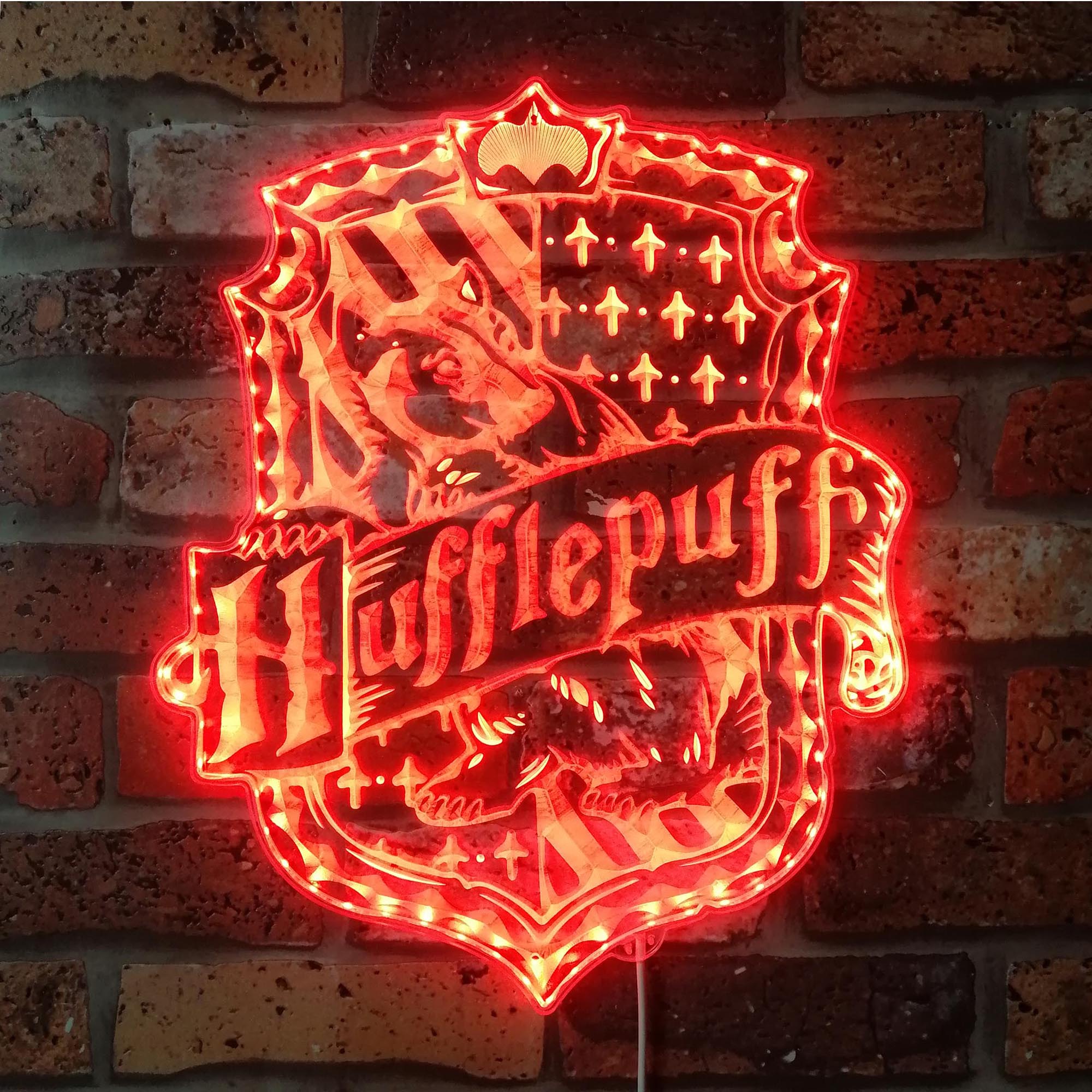 Harry Potter House Hogwarts Hufflepuff Neon RGB Edge Lit LED Sign