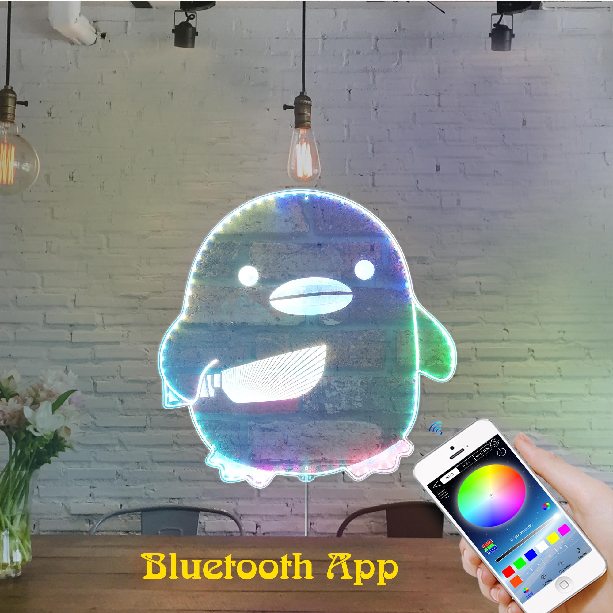 Duck with Knife Dynamic RGB Edge Lit LED Sign