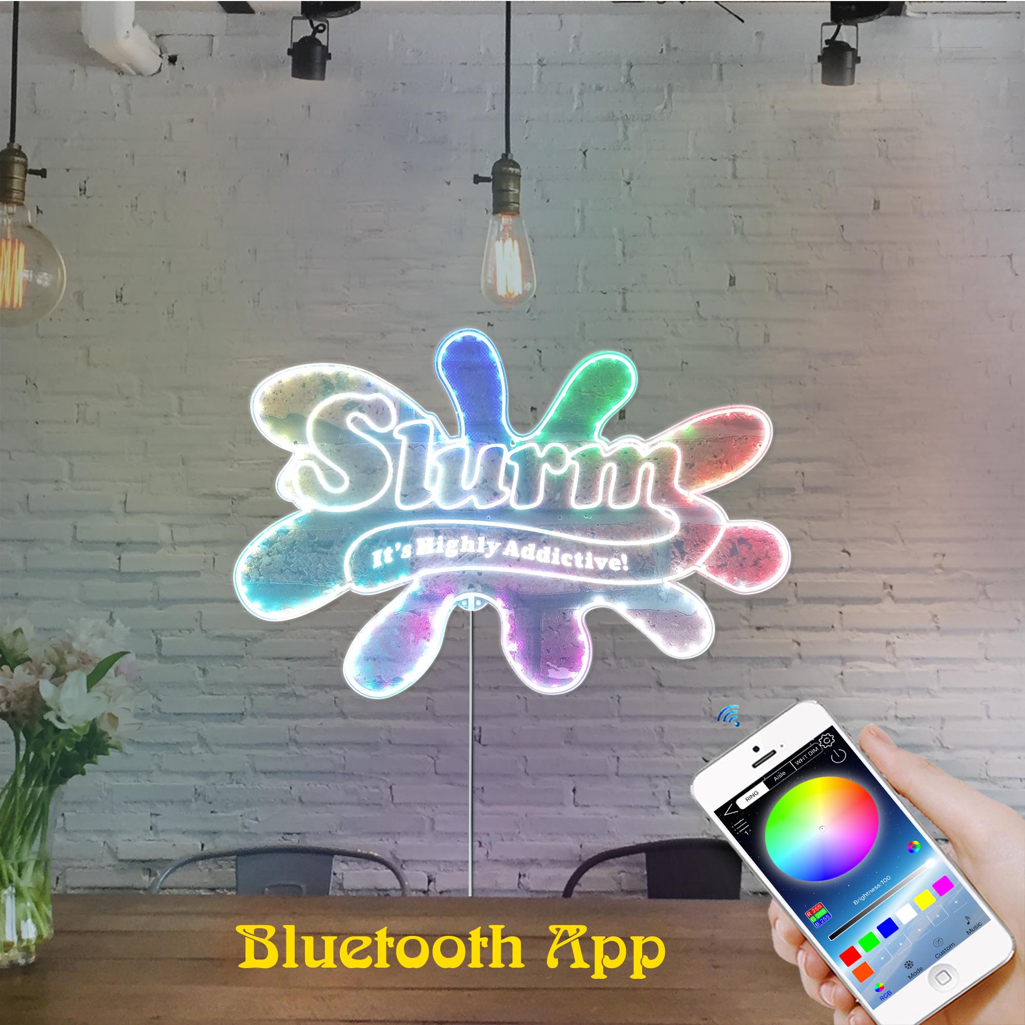 Futurama Slurm Drink Logo Dynamic RGB Edge Lit LED Sign