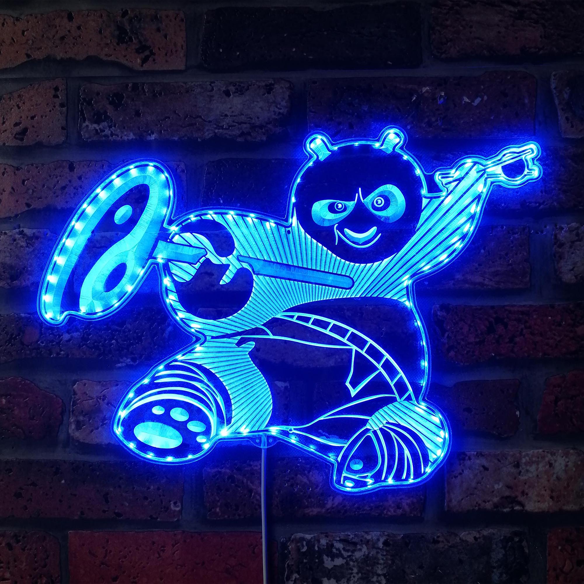 Panda Kongfu Dynamic RGB Edge Lit LED Sign